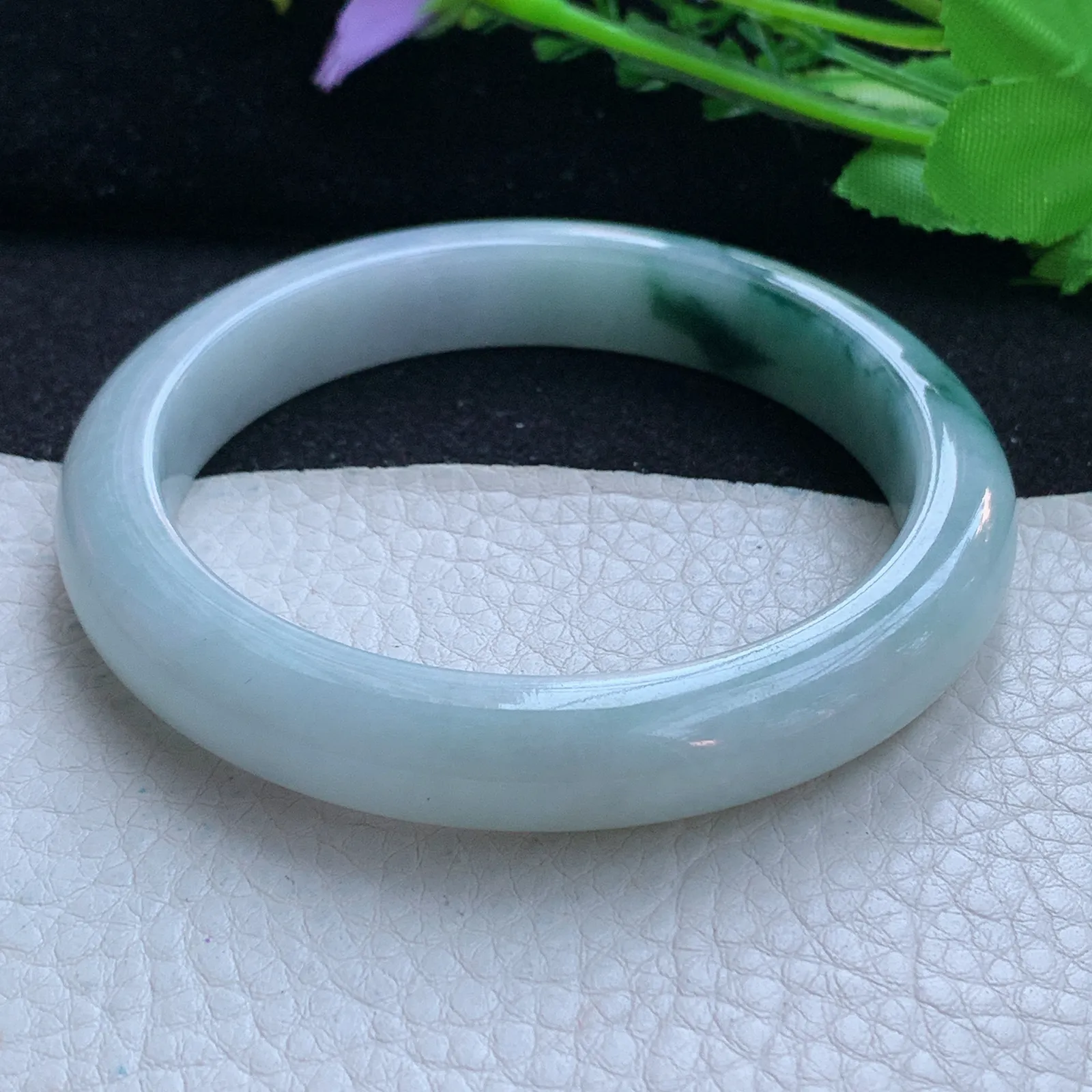 xc大圈口62*11.6*9平安镯 缅甸翡翠a货玉手镯飘花大气宽边珠宝玉手环