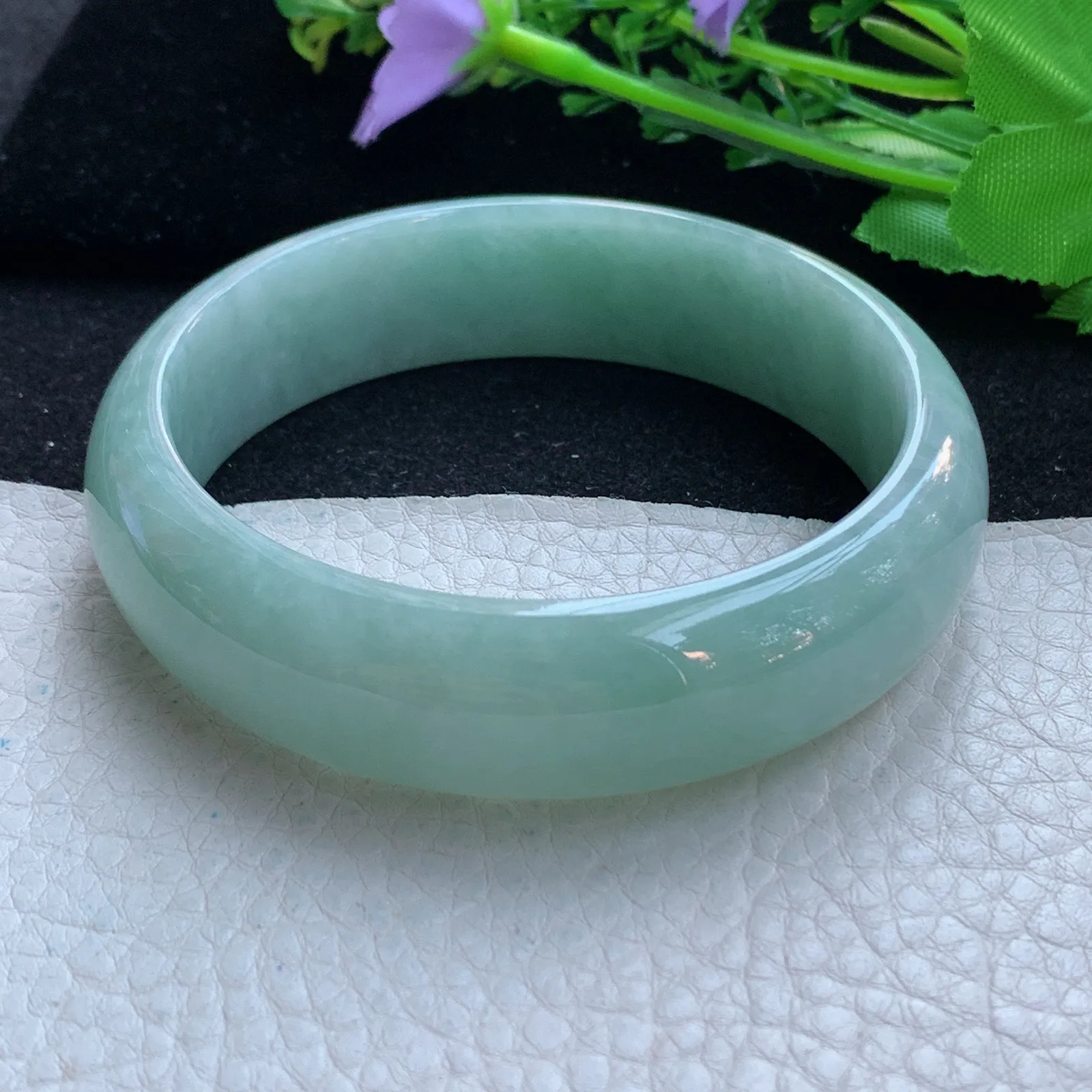 js大圈口62*17.3*7.3轮胎镯 缅甸翡翠a货玉手镯满色大气宽边珠宝玉手环