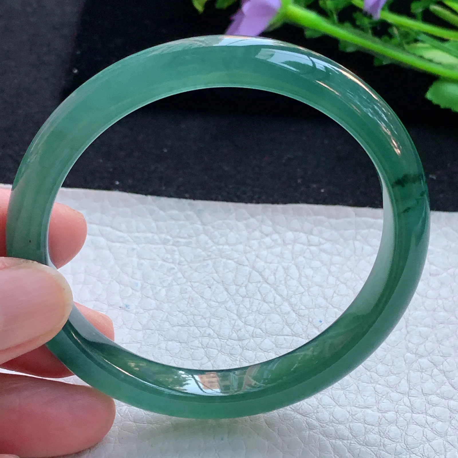 mq自然光59*10*7.3平安镯 翡翠a货玉手镯冰润蓝韵宽边珠宝玉手环