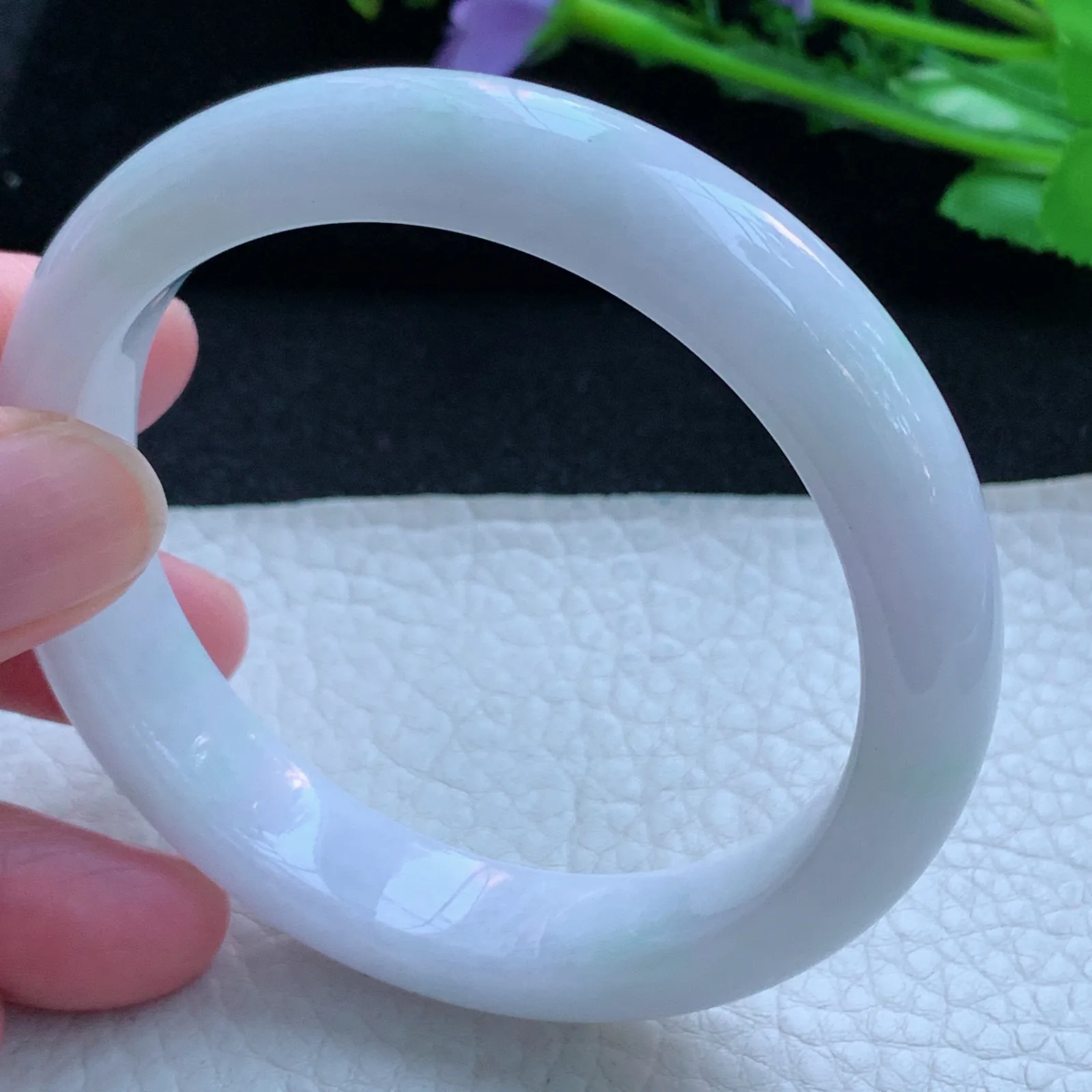 jx自然光57*12.2*8平安镯 缅甸翡翠a货玉手镯纯美宽边玉手环