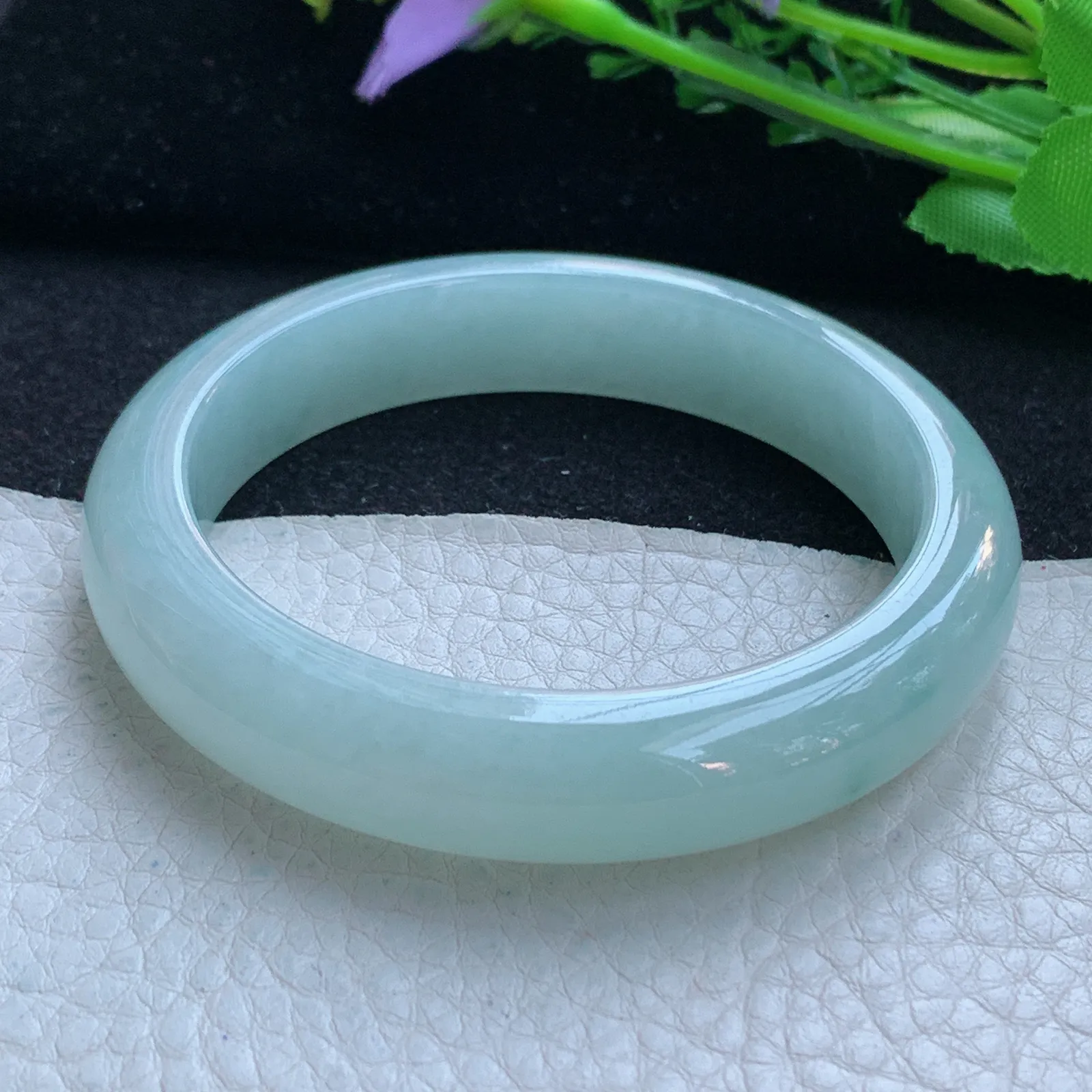 xc自然光55.5*12.3*8.3平安镯 缅甸翡翠a货玉手镯晴美宽边珠宝玉手环