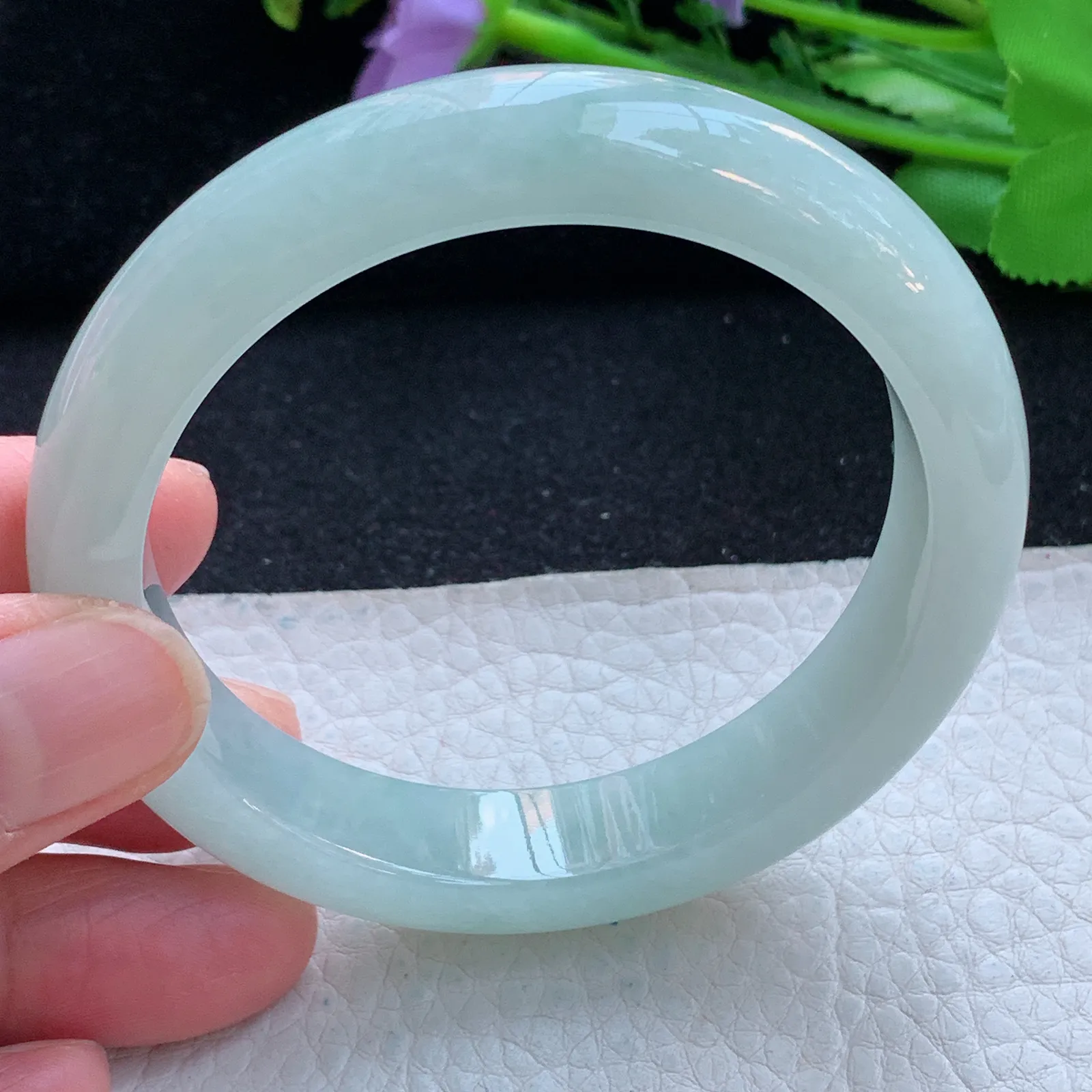 xc自然光55.5*12.3*8.3平安镯 缅甸翡翠a货玉手镯晴美宽边珠宝玉手环