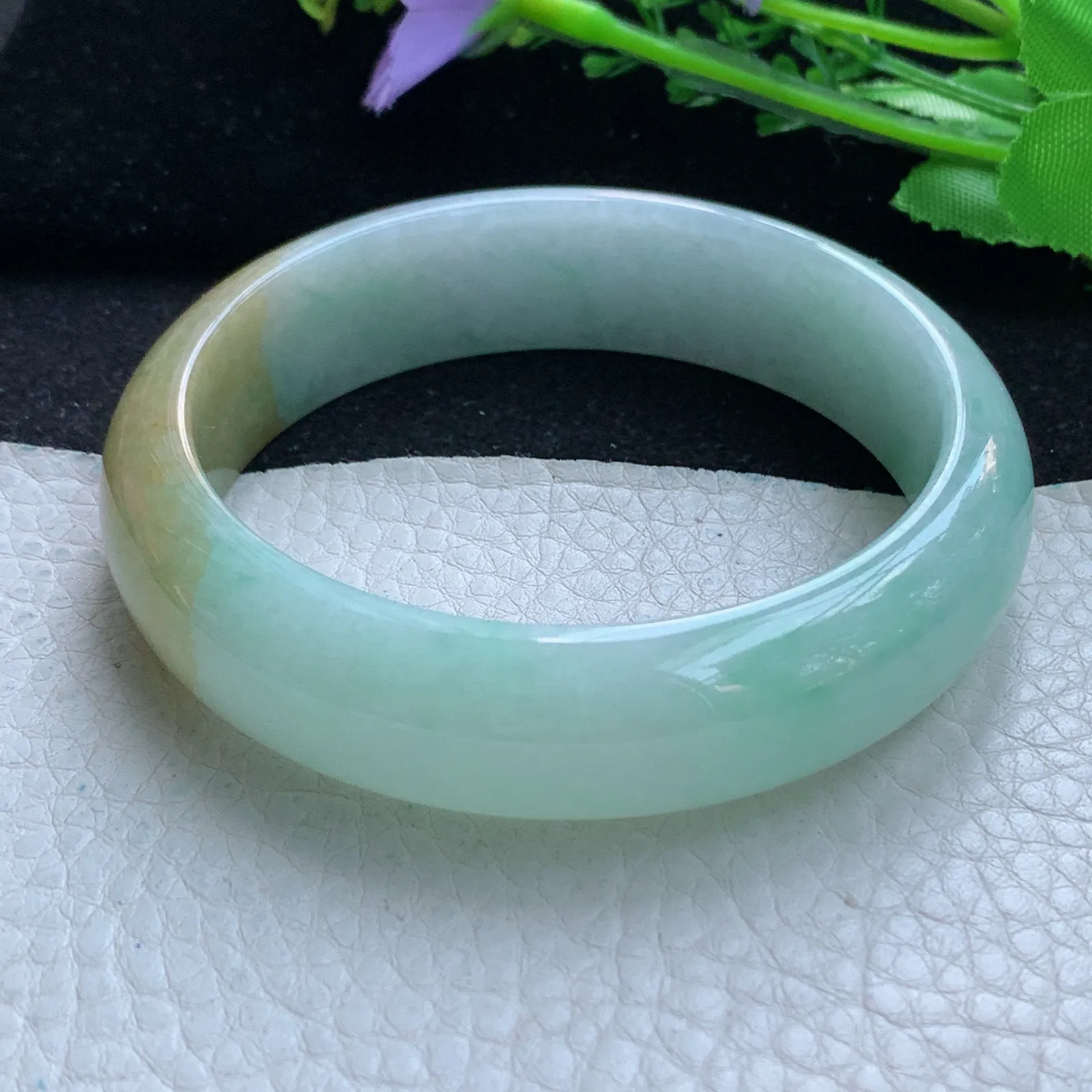 z大圈口60*16*8轮胎镯 缅甸翡翠a货玉手镯冰双彩大气宽边珠宝玉手环