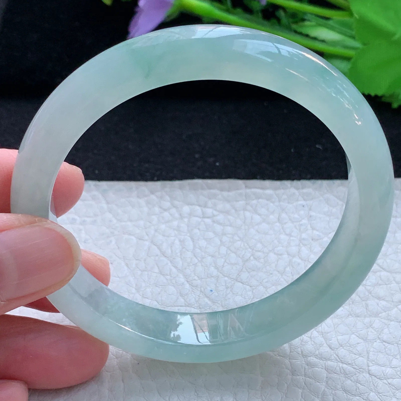 js自然光58*11.8*7.6平安镯 缅甸翡翠a货玉手镯冰起光宽边珠宝玉手环