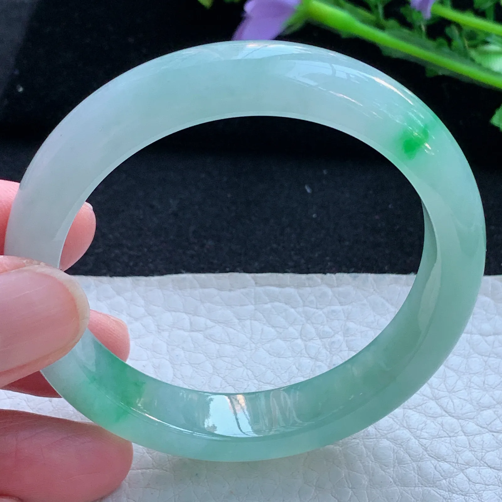 h小圈口52.5*11.6*7.5平安镯 缅甸翡翠a货玉手镯冰阳宽边玉手环