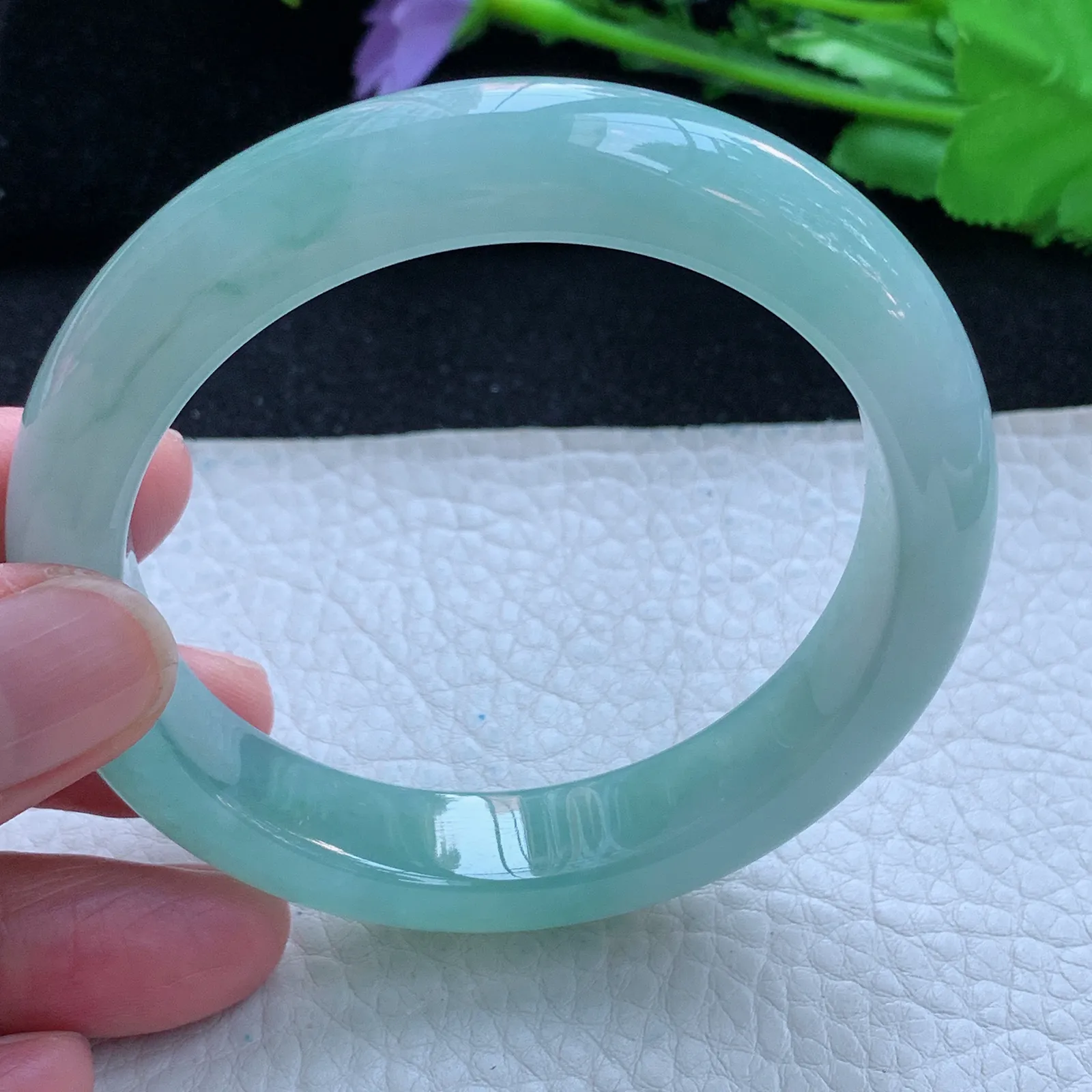 hf自然光57*12.8*9平安镯 缅甸翡翠a货玉手镯冰晴厚装宽边珠宝玉手环