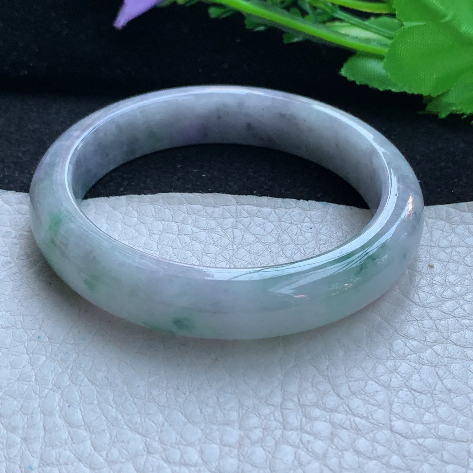 xc自然光57.8*12.8*8.3平安镯 缅甸翡翠a货玉手镯飘花宽边珠宝玉手环