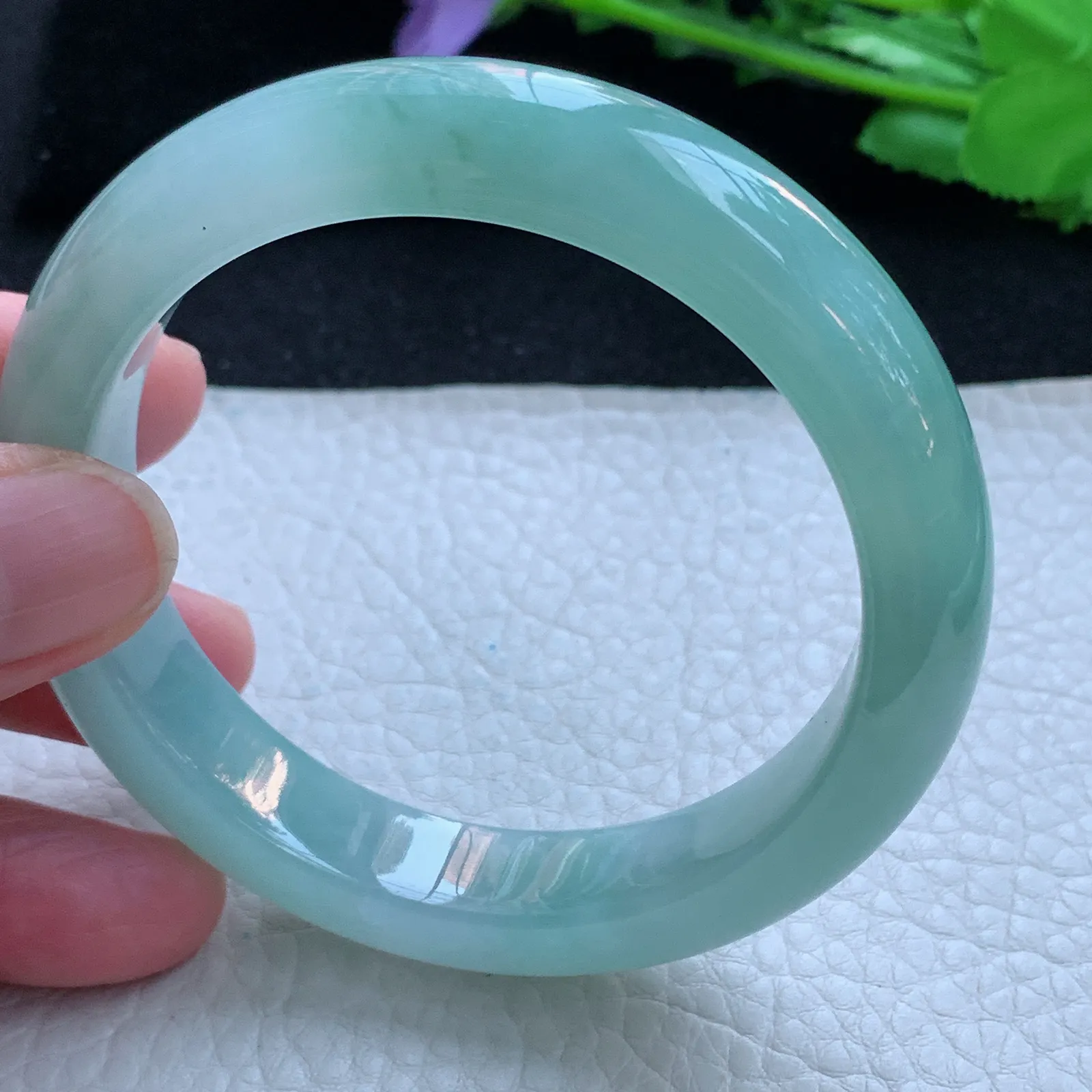 hf自然光57*12.8*9平安镯 缅甸翡翠a货玉手镯冰晴厚装宽边珠宝玉手环