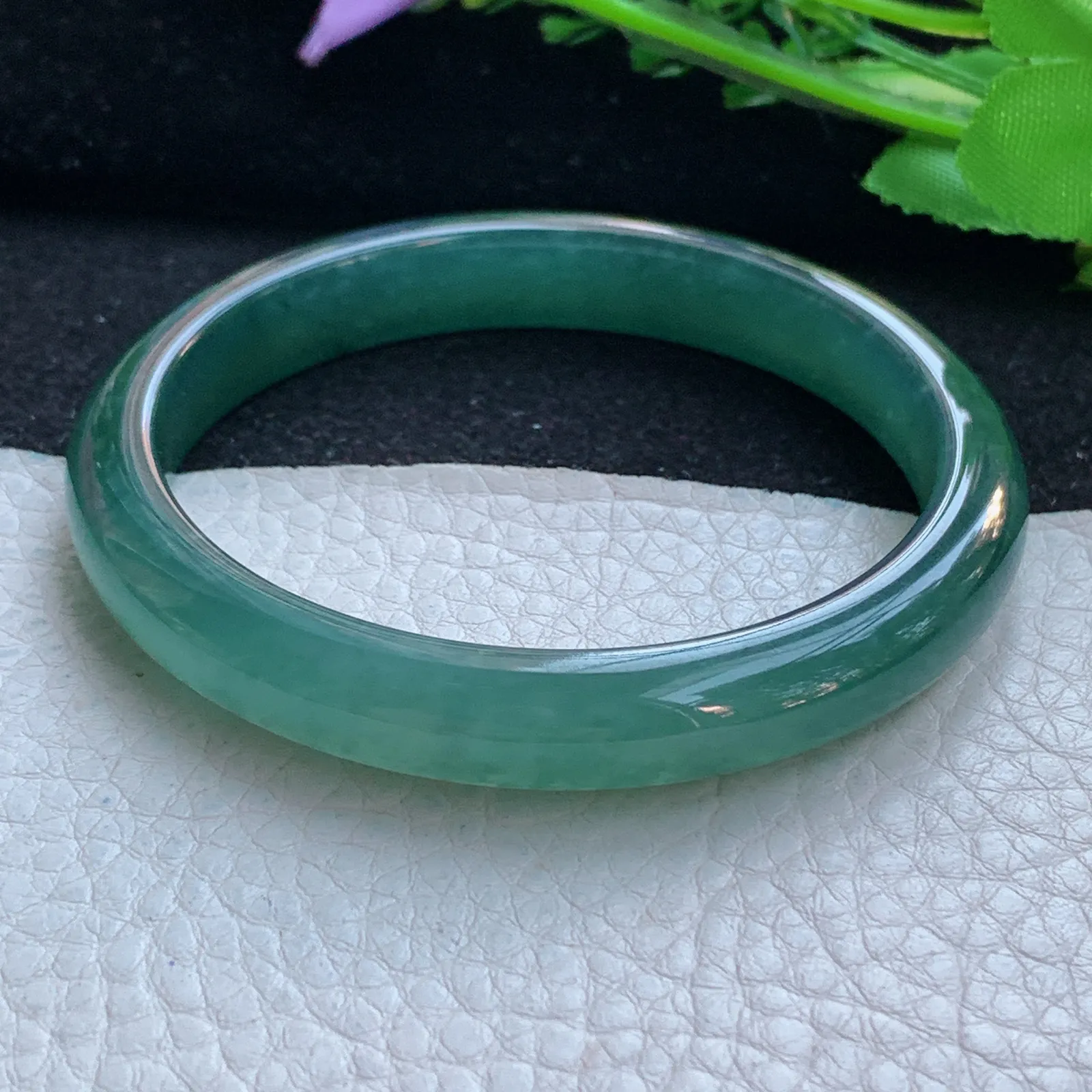 mq自然光59*10*7.3平安镯 翡翠a货玉手镯冰润蓝韵宽边珠宝玉手环