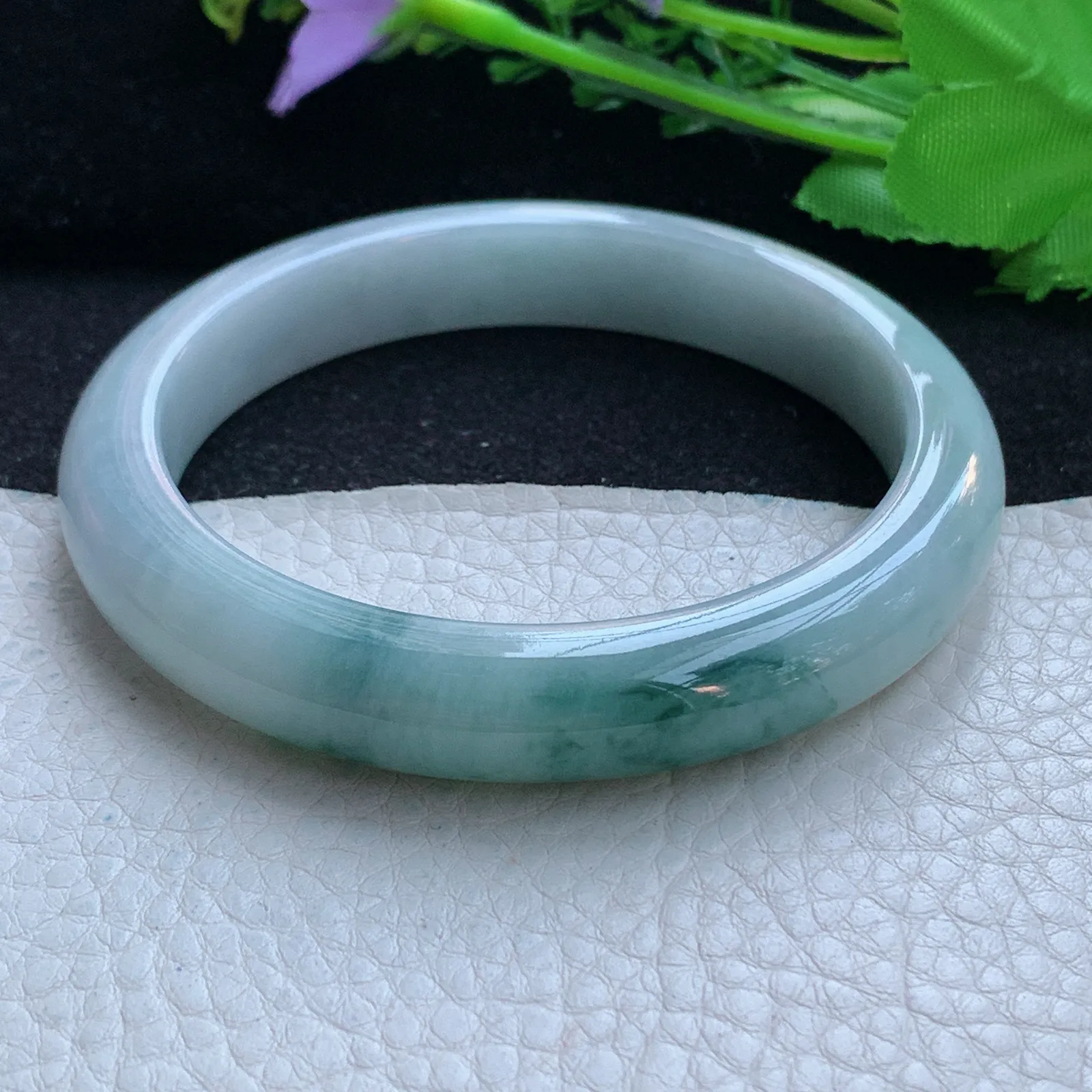 xc大圈口62*11.6*9平安镯 缅甸翡翠a货玉手镯飘花大气宽边珠宝玉手环