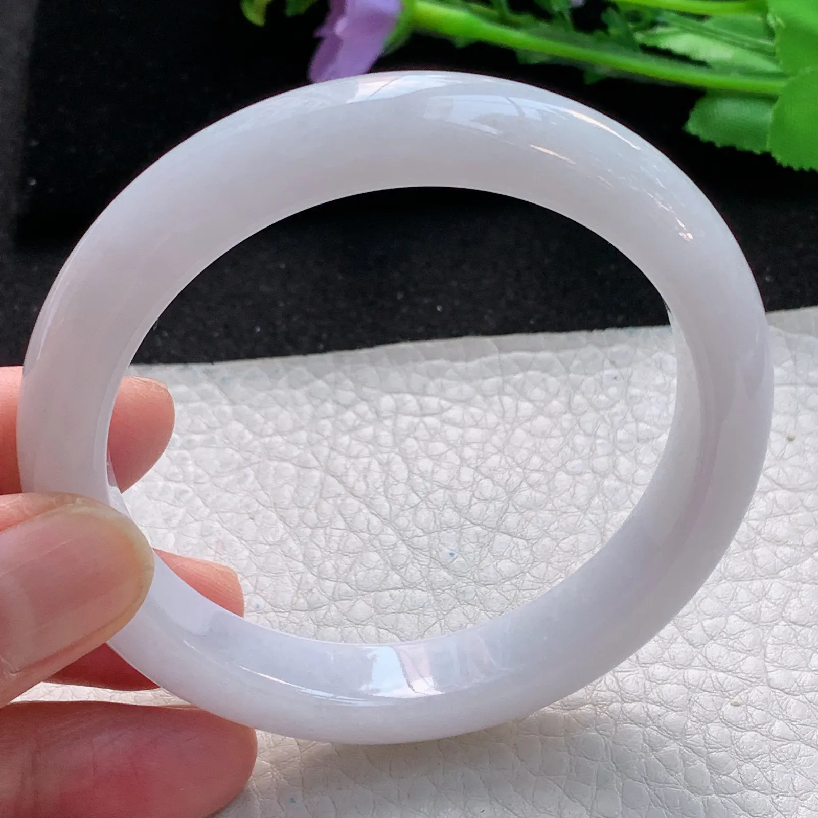 z自然光58*11.8*8.3平安镯 缅甸翡翠a货玉手镯淡紫底宽边珠宝玉手环