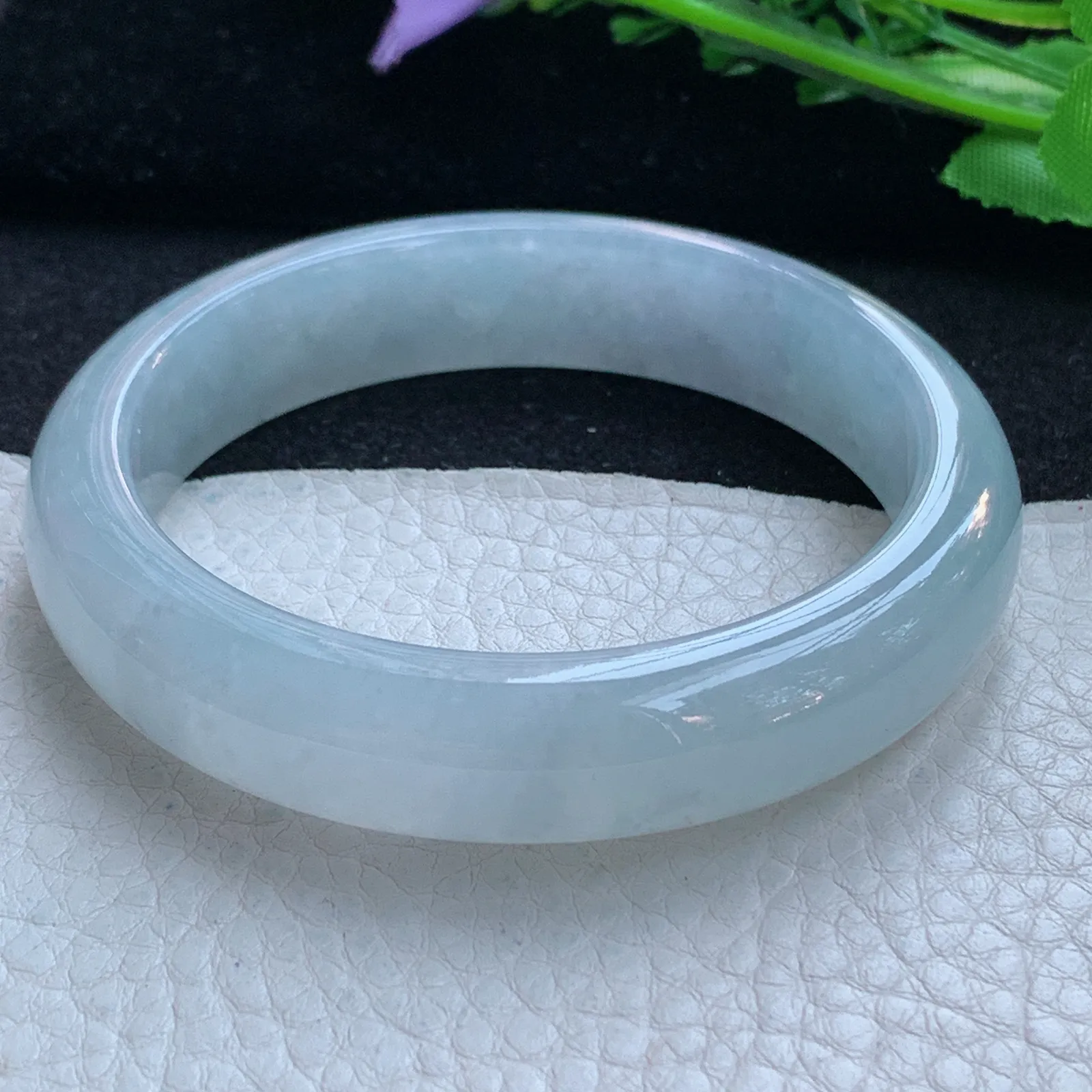 js自然光58*13.5*8.3平安镯 缅甸翡翠a货玉手镯冰纯宽边珠宝玉手环