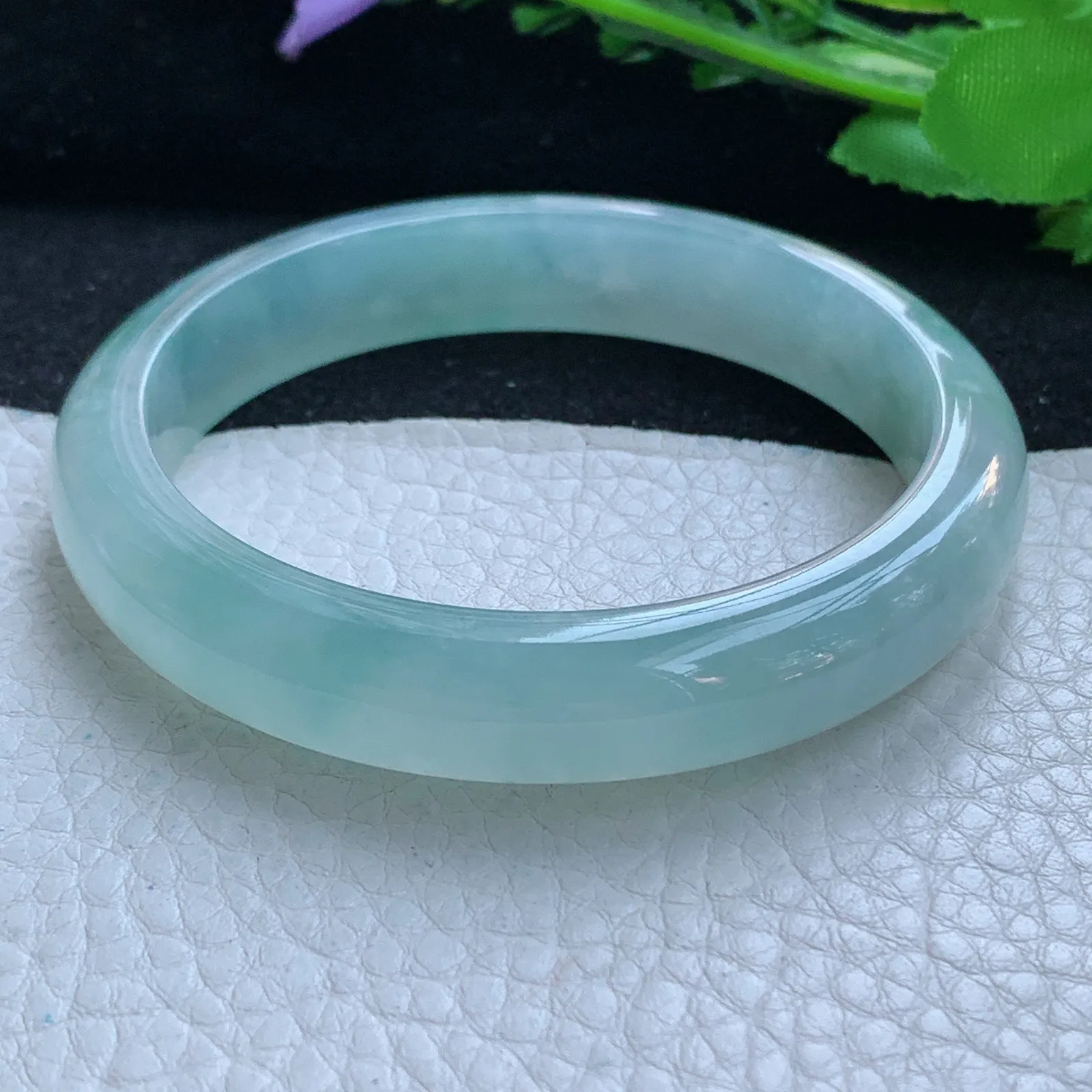 js自然光58*11.8*7.6平安镯 缅甸翡翠a货玉手镯冰起光宽边珠宝玉手环