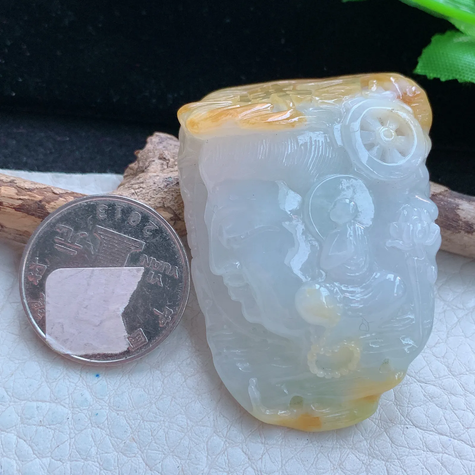 lz自然光52.8*37.3*16.8缅甸翡翠精雕普度众生玉吊坠 玉挂件