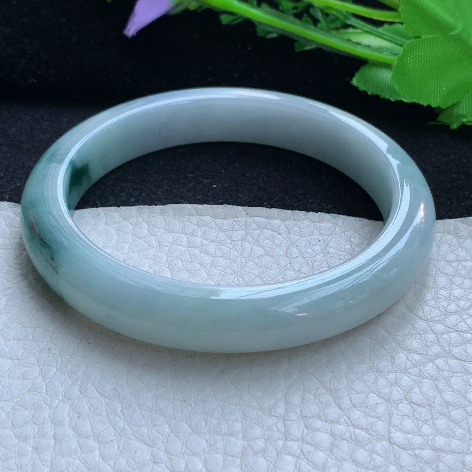 xc大圈口62*11.6*9平安镯 缅甸翡翠a货玉手镯飘花大气宽边珠宝玉手环