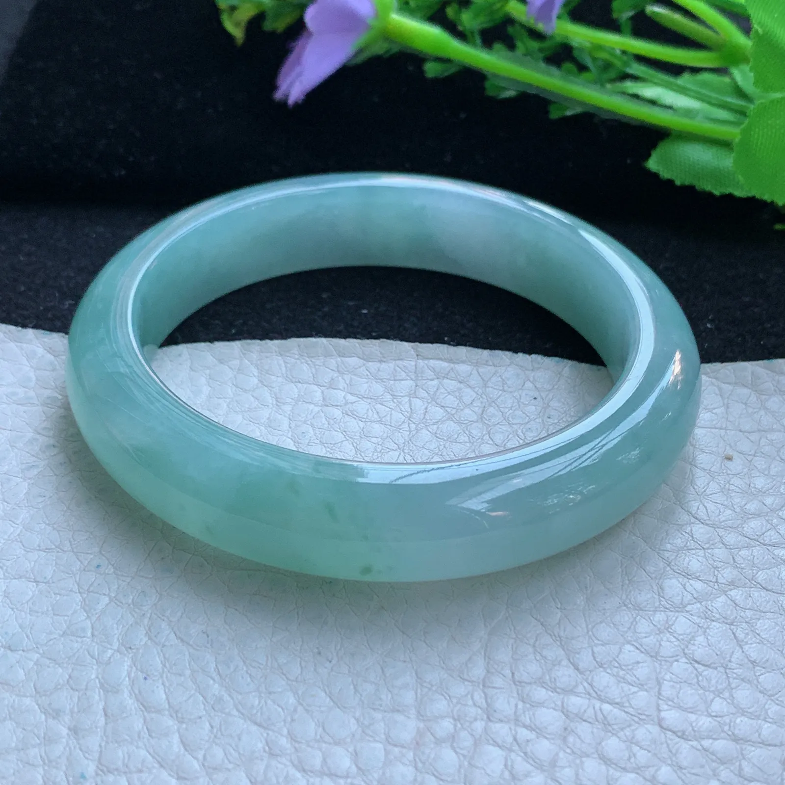 hf自然光57*12.8*9平安镯 缅甸翡翠a货玉手镯冰晴厚装宽边珠宝玉手环