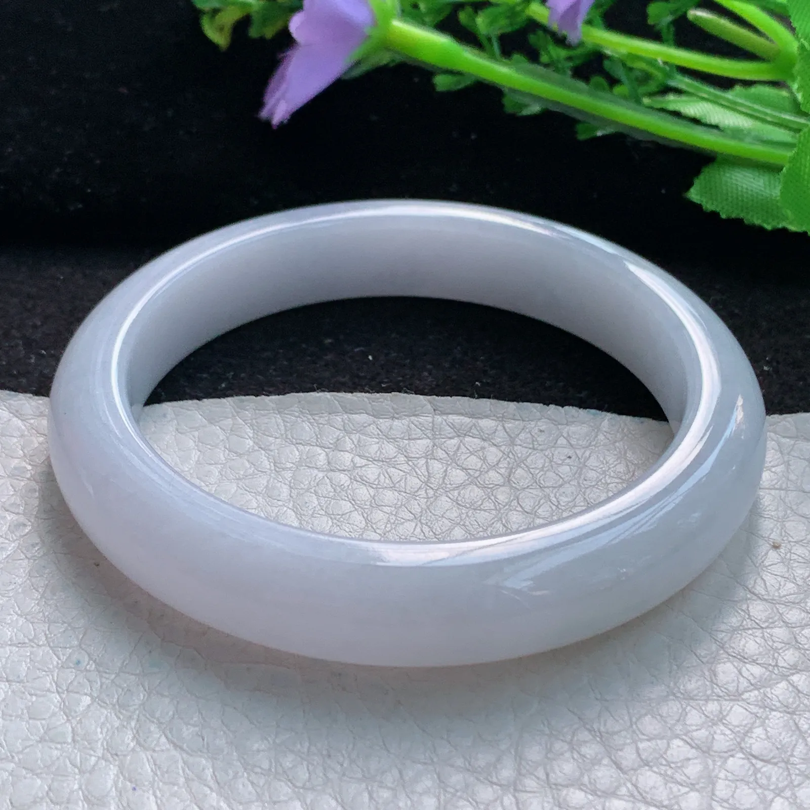 z自然光58*11.8*8.3平安镯 缅甸翡翠a货玉手镯淡紫底宽边珠宝玉手环