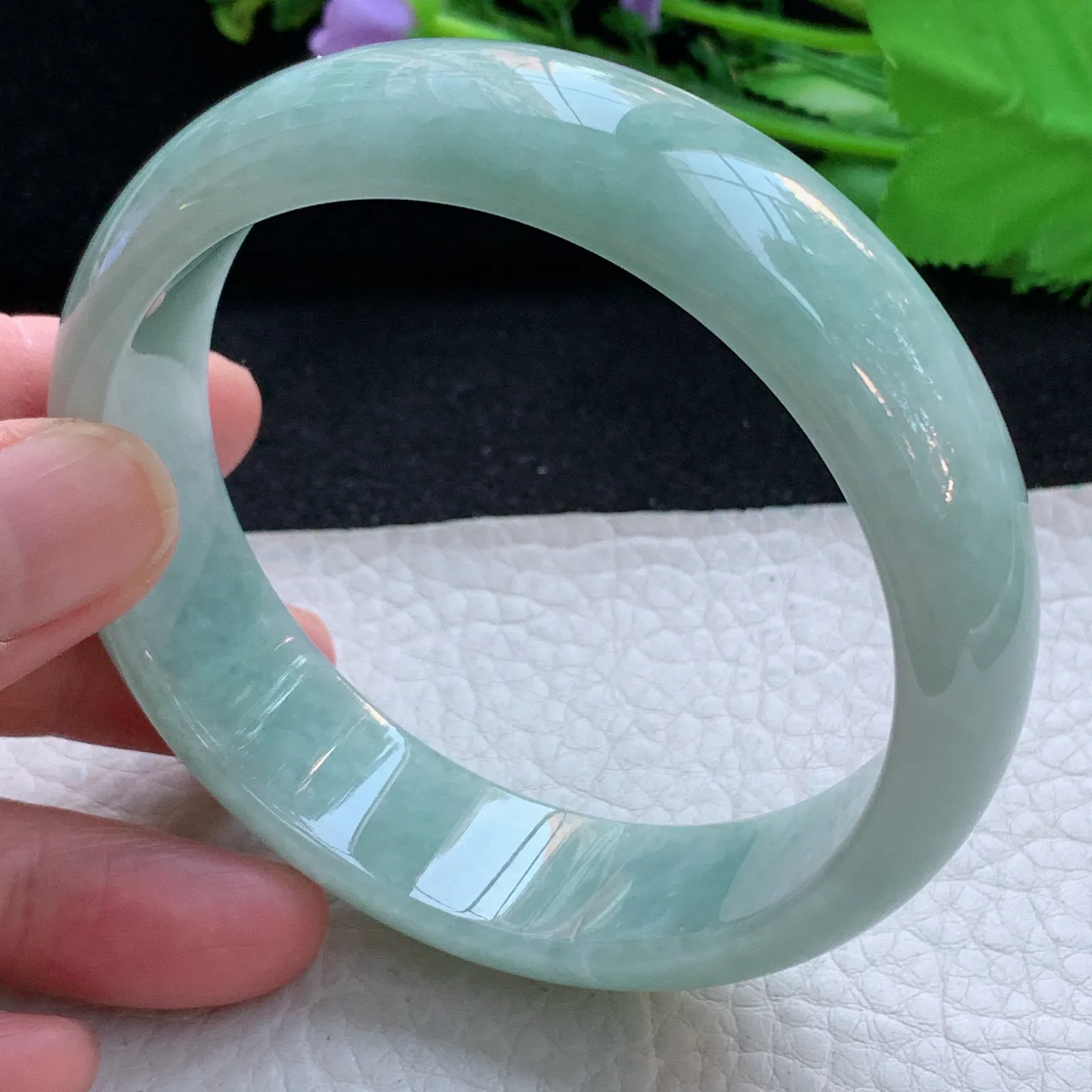 js大圈口62*17.3*7.3轮胎镯 缅甸翡翠a货玉手镯满色大气宽边珠宝玉手环