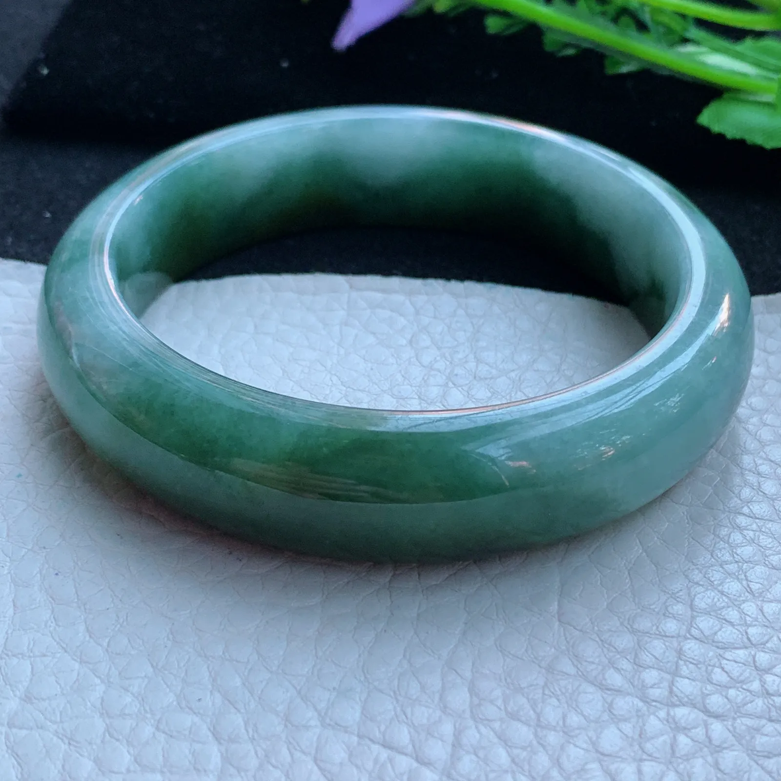 jx大圈口63*16*9.3轮胎镯 缅甸翡翠a货玉手镯飘双彩厚装宽边玉手环