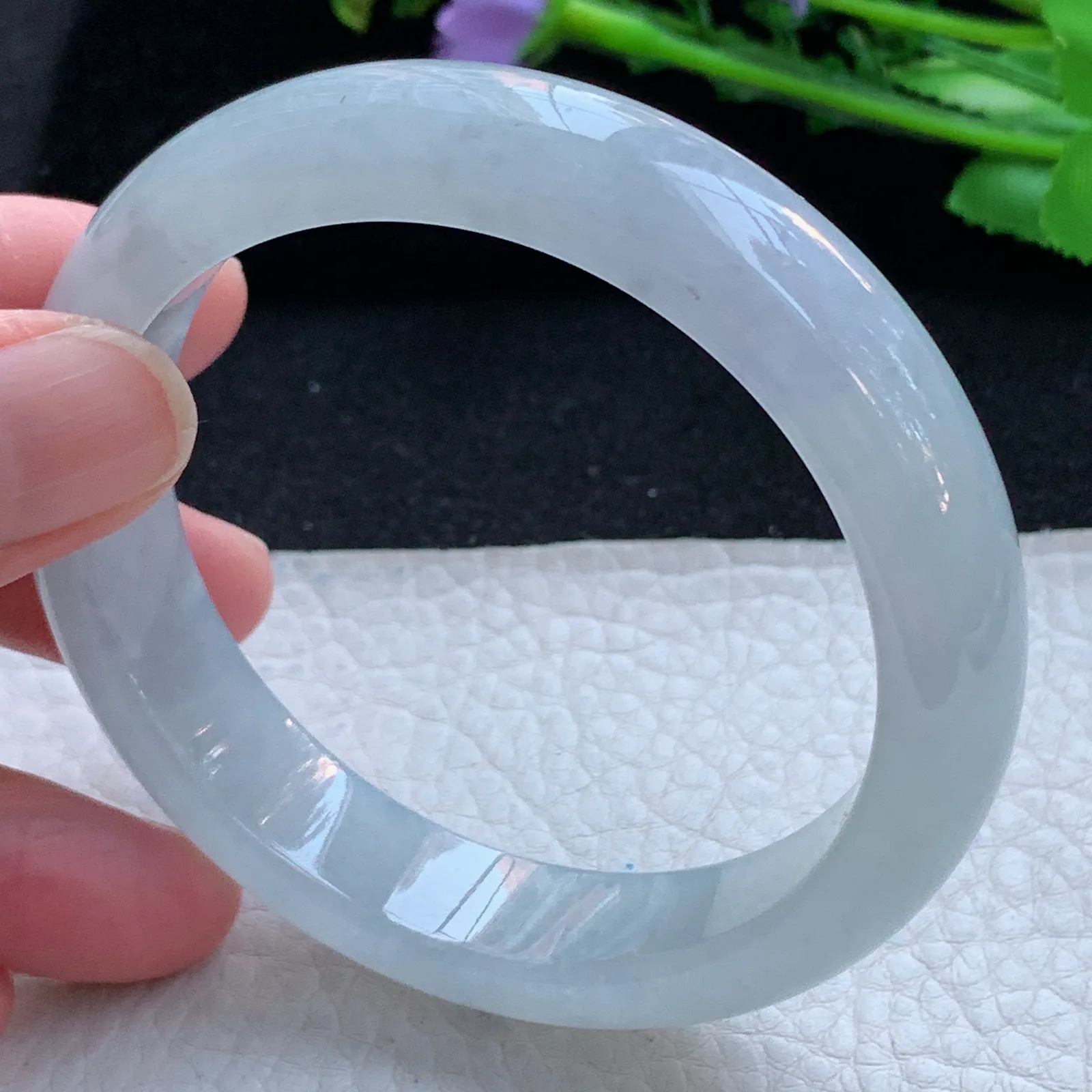 js自然光58*13.5*8.3平安镯 缅甸翡翠a货玉手镯冰纯宽边珠宝玉手环