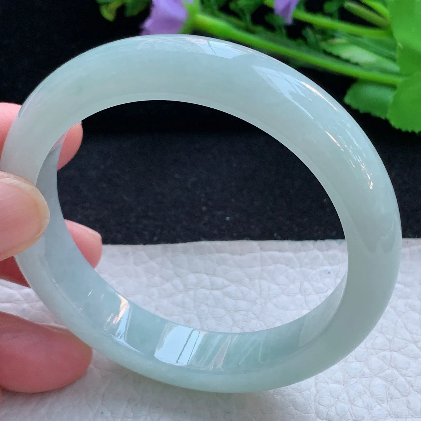 xc自然光55.5*12.3*8.3平安镯 缅甸翡翠a货玉手镯晴美宽边珠宝玉手环