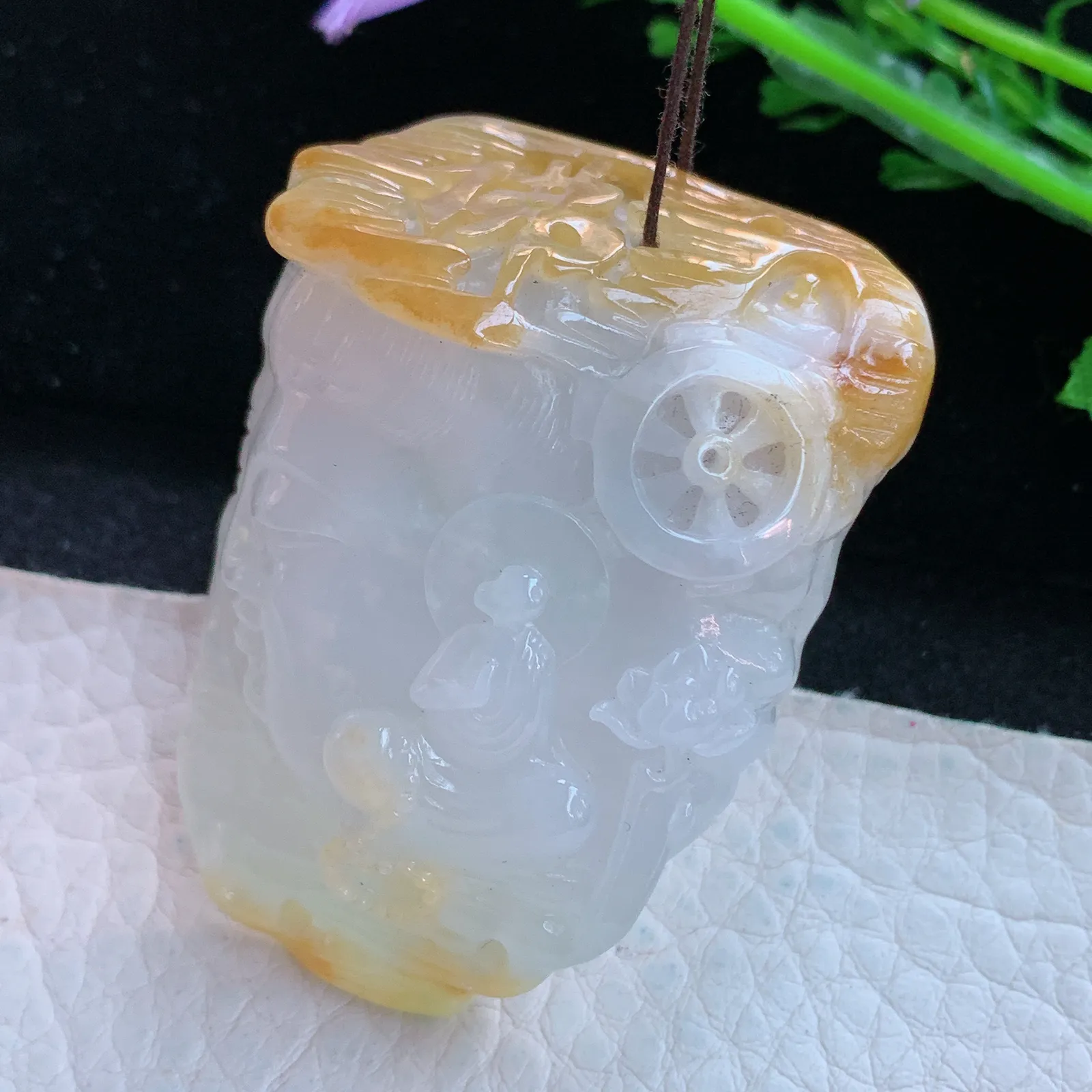 lz自然光52.8*37.3*16.8缅甸翡翠精雕普度众生玉吊坠 玉挂件