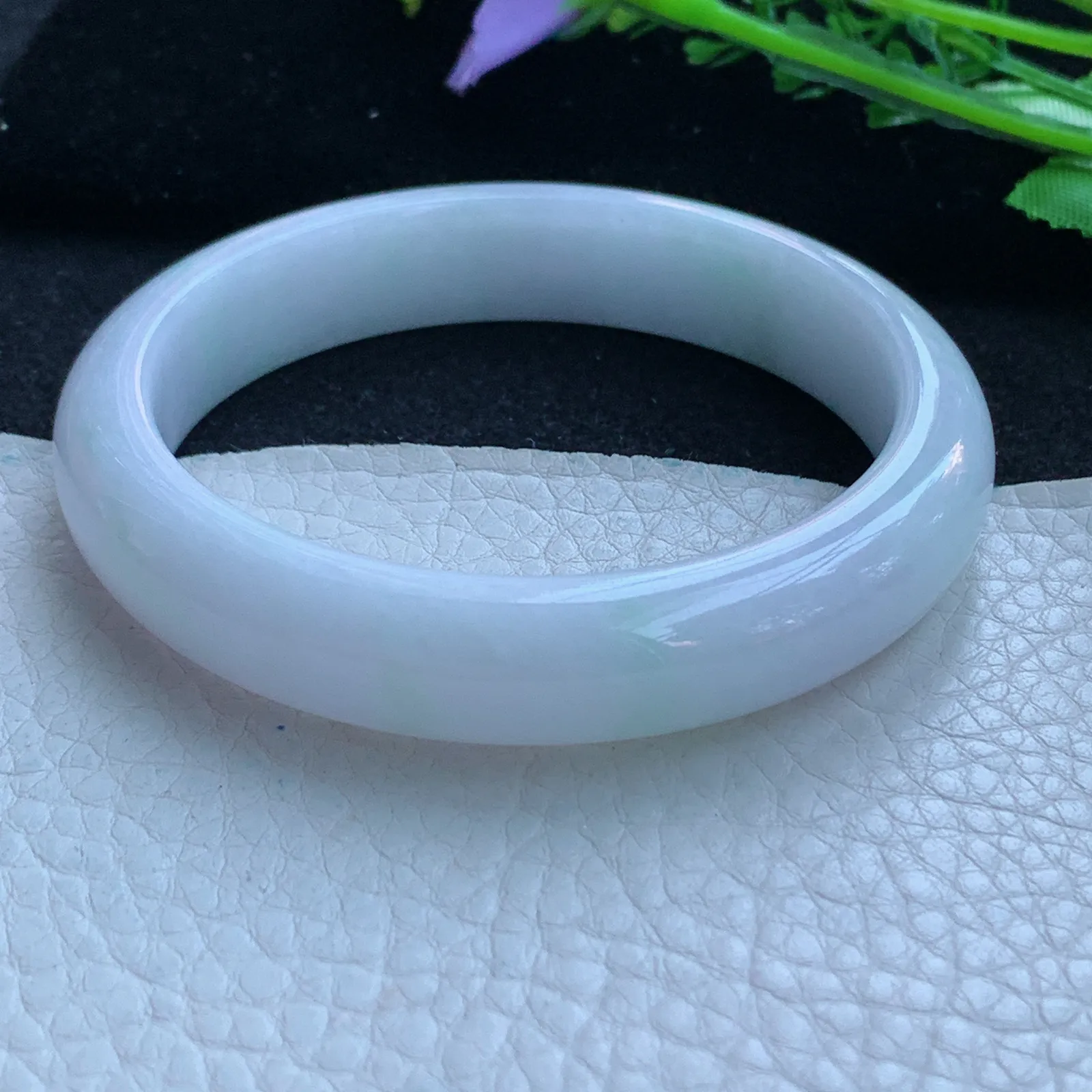 jx自然光57*12.2*8平安镯 缅甸翡翠a货玉手镯纯美宽边玉手环