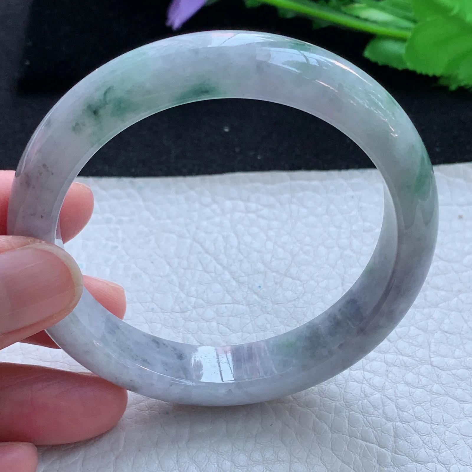 xc自然光57.8*12.8*8.3平安镯 缅甸翡翠a货玉手镯飘花宽边珠宝玉手环