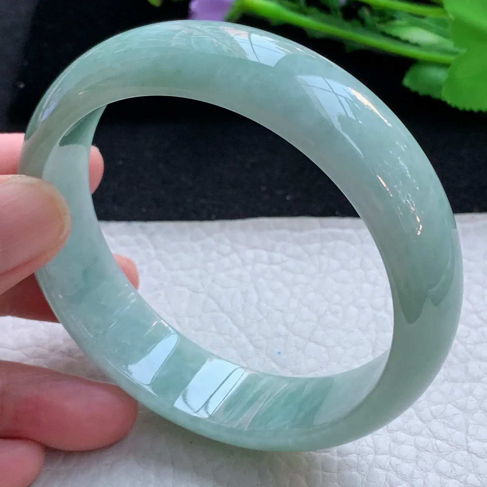 js大圈口62*17.3*7.3轮胎镯 缅甸翡翠a货玉手镯满色大气宽边珠宝玉手环
