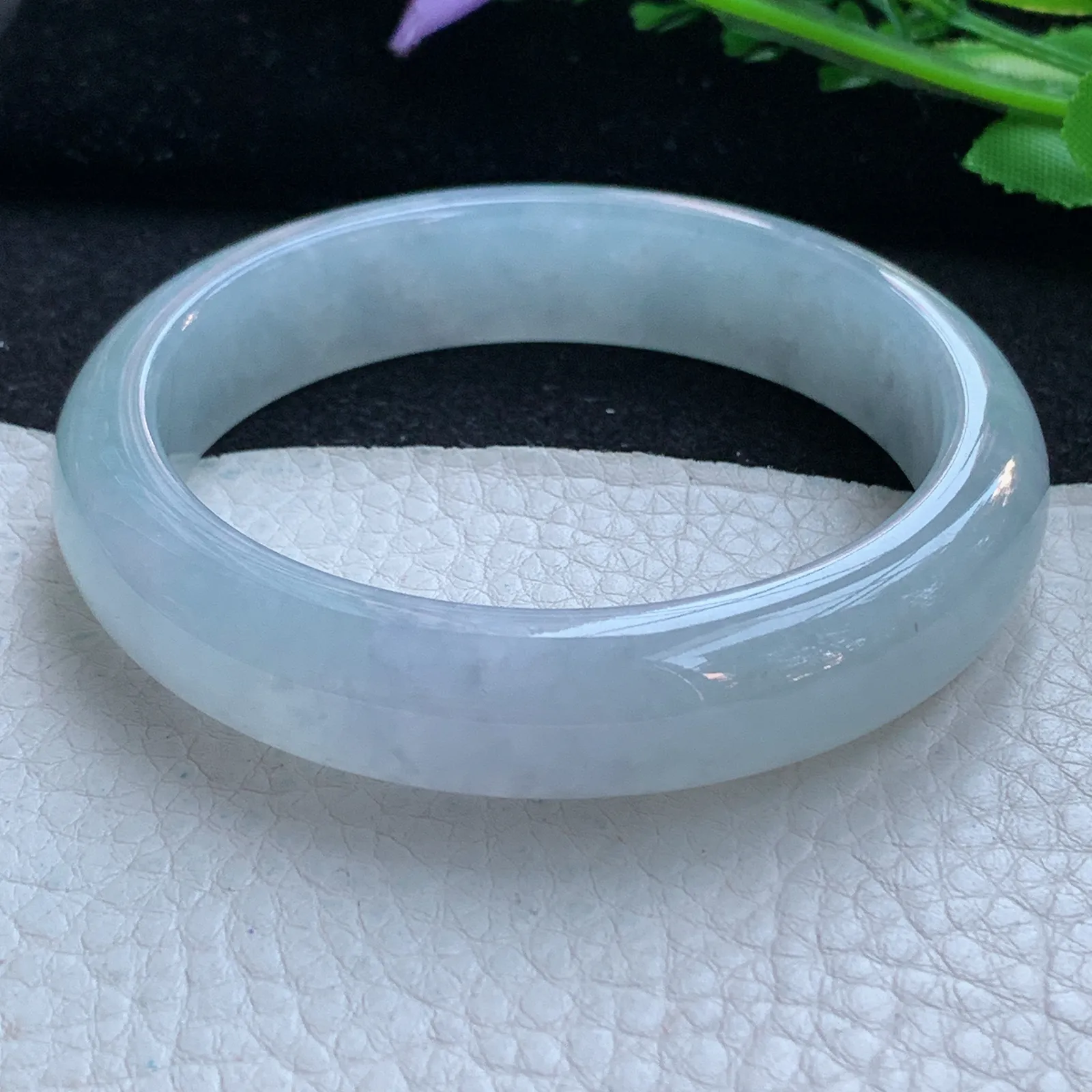 js自然光58*13.5*8.3平安镯 缅甸翡翠a货玉手镯冰纯宽边珠宝玉手环