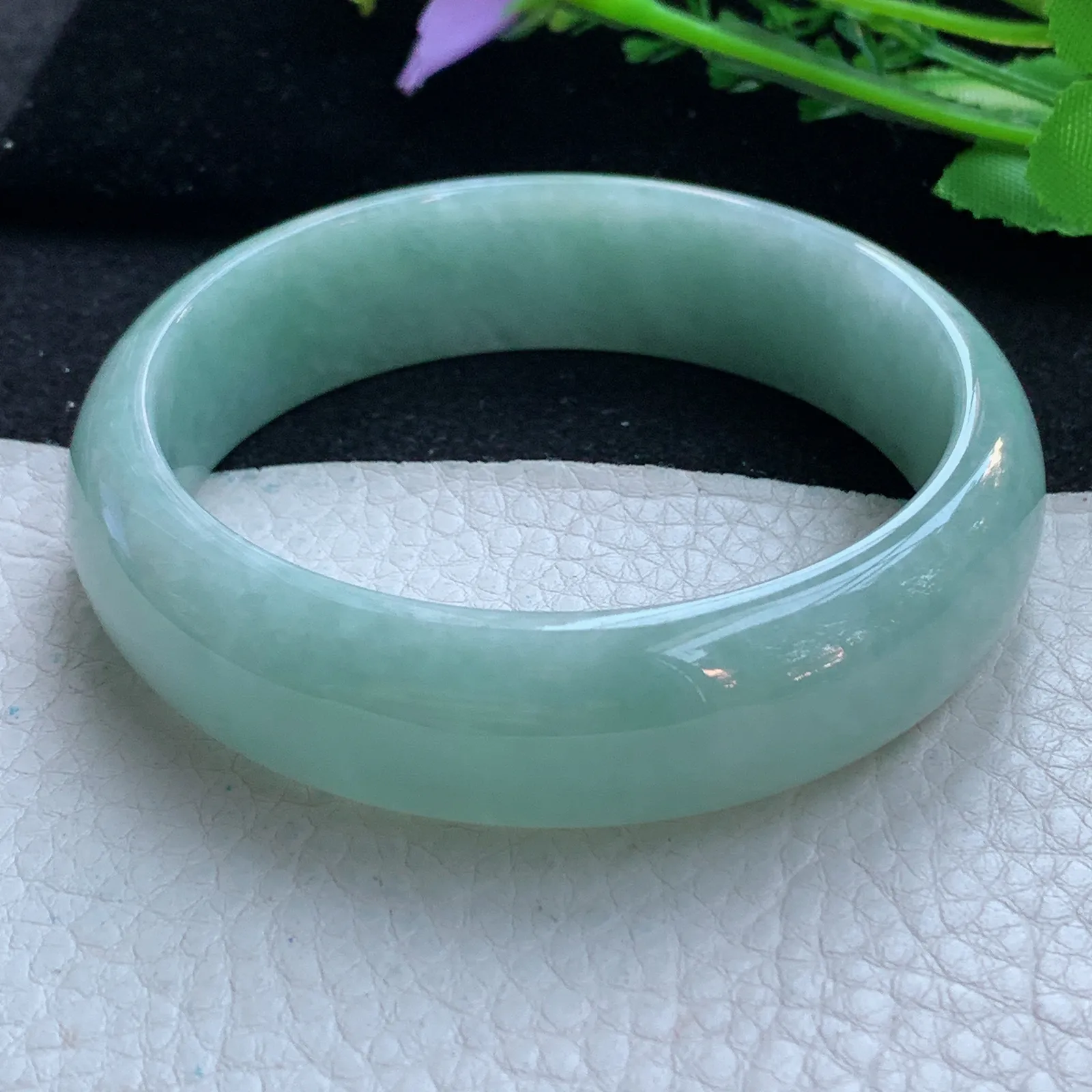 js大圈口62*17.3*7.3轮胎镯 缅甸翡翠a货玉手镯满色大气宽边珠宝玉手环