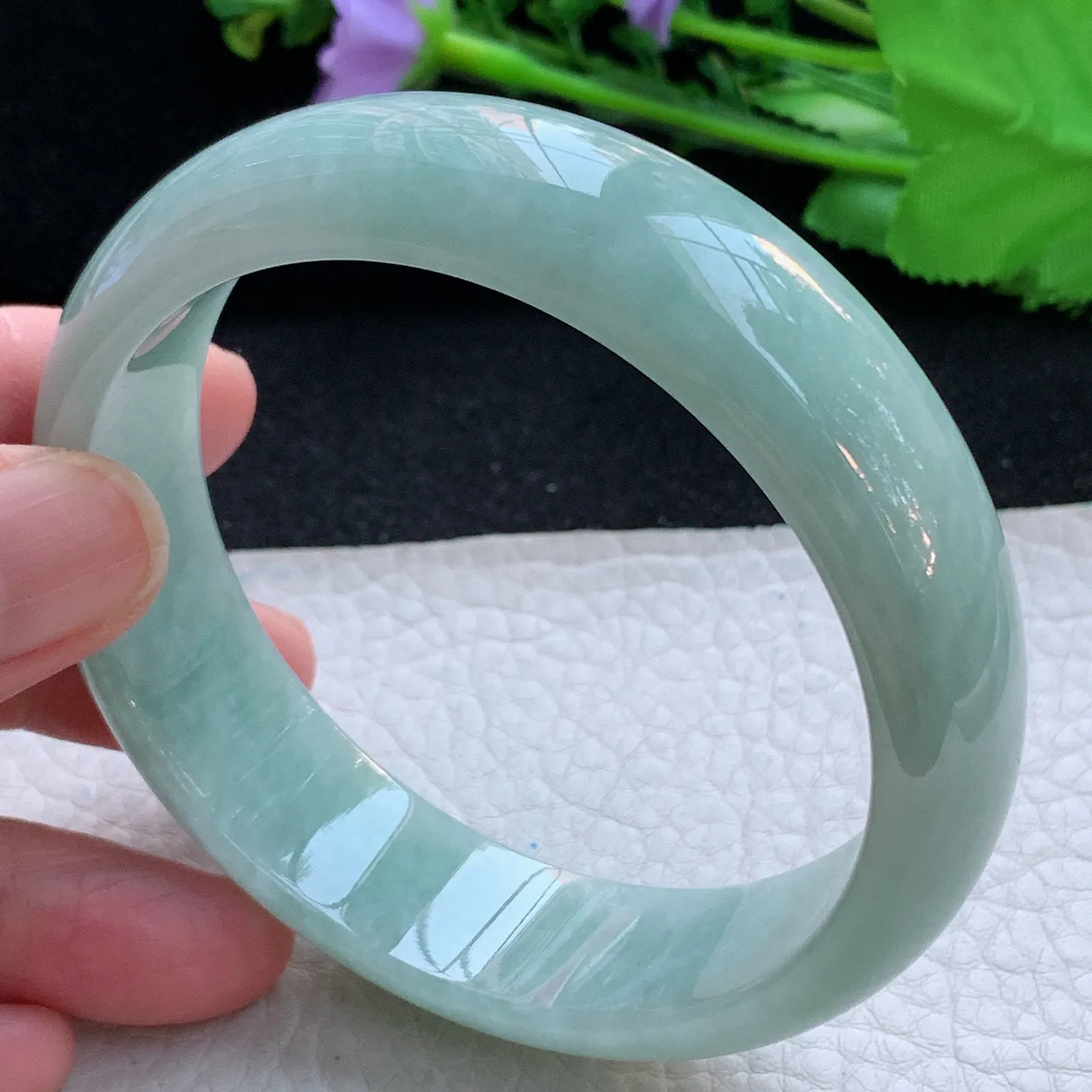 js大圈口62*17.3*7.3轮胎镯 缅甸翡翠a货玉手镯满色大气宽边珠宝玉手环