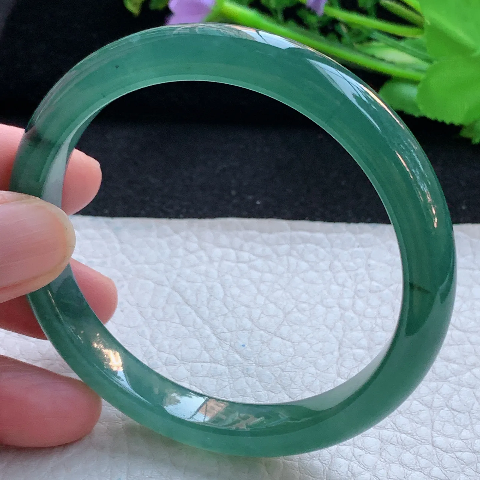 mq自然光59*10*7.3平安镯 翡翠a货玉手镯冰润蓝韵宽边珠宝玉手环