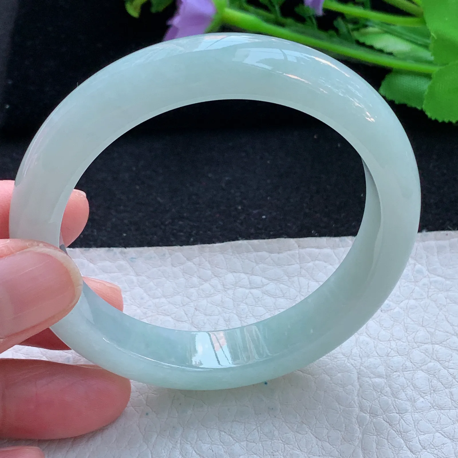 xc自然光55.5*12.3*8.3平安镯 缅甸翡翠a货玉手镯晴美宽边珠宝玉手环