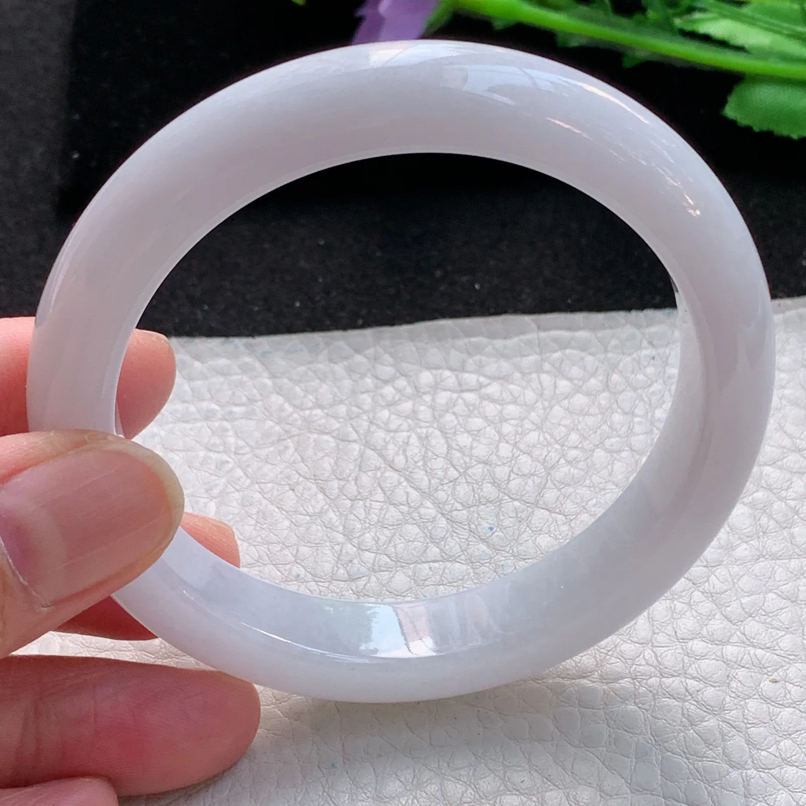 z自然光58*11.8*8.3平安镯 缅甸翡翠a货玉手镯淡紫底宽边珠宝玉手环