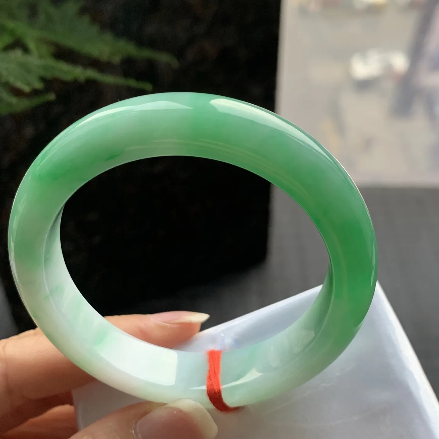 正圈一大节阳绿 无瑕 尺寸:53.3/12.2/8.7 色好🥰🥰