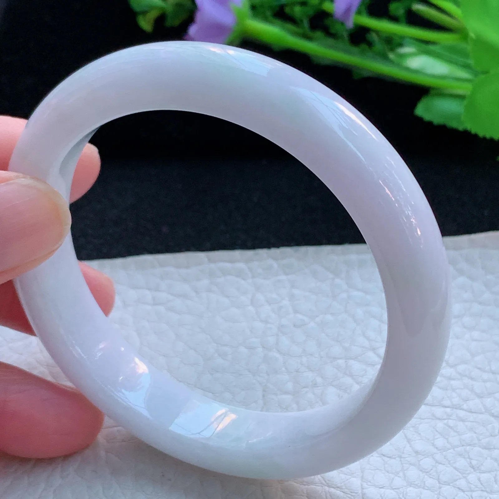 jx自然光57*12.2*8平安镯 缅甸翡翠a货玉手镯纯美宽边玉手环