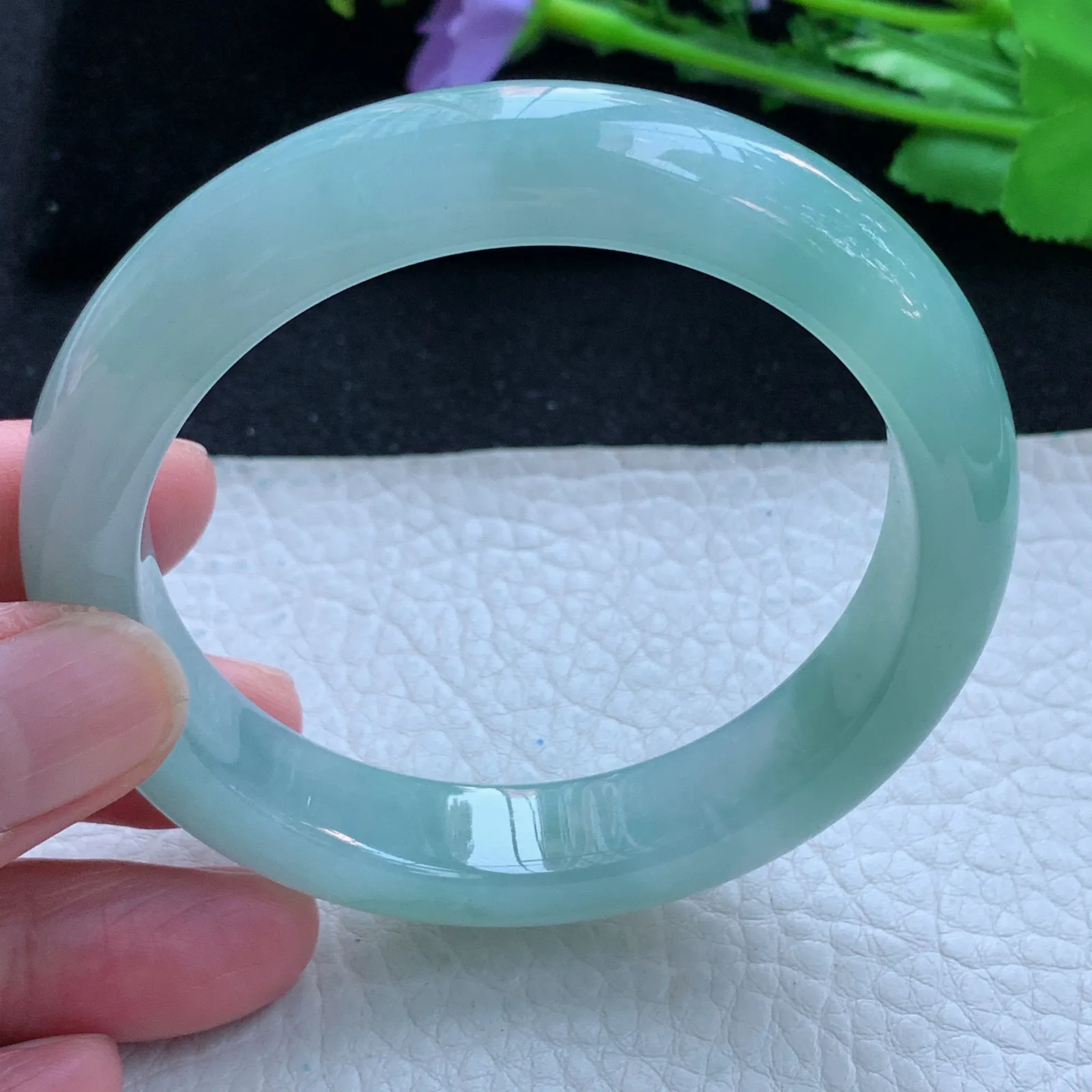 hf自然光57*12.8*9平安镯 缅甸翡翠a货玉手镯冰晴厚装宽边珠宝玉手环