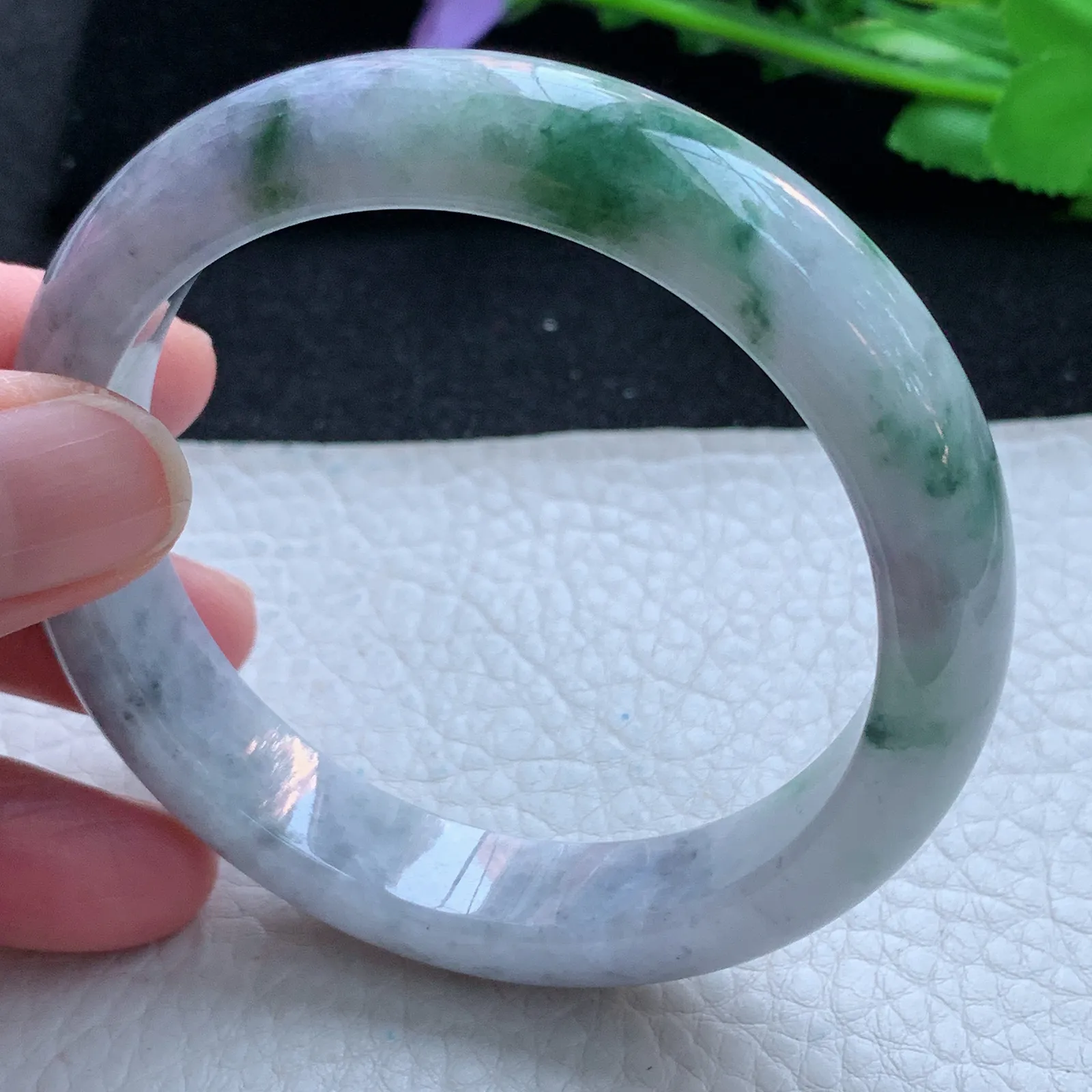 xc自然光57.8*12.8*8.3平安镯 缅甸翡翠a货玉手镯飘花宽边珠宝玉手环