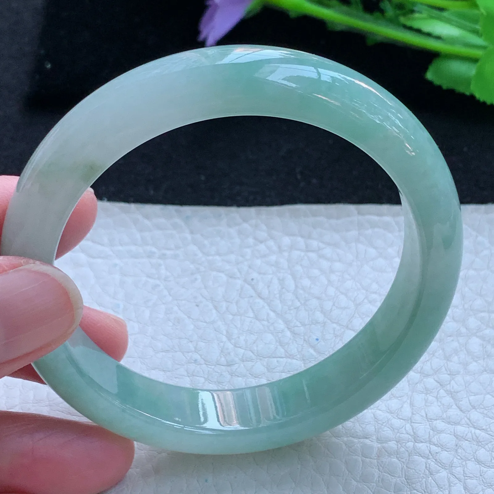 yh自然光55*12.8*8平安镯 缅甸翡翠a货玉手镯冰蓝宽边玉手环