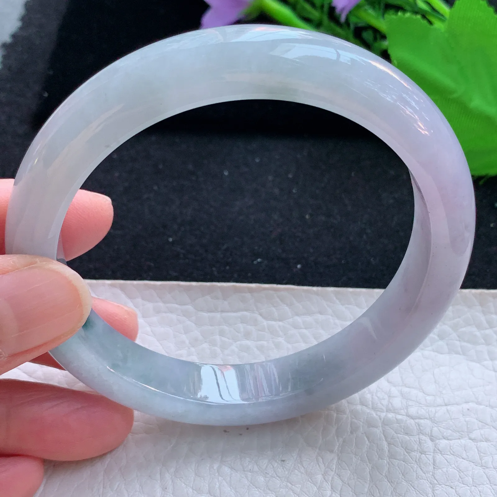 ll大圈口60.5*12*9平安镯 缅甸翡翠a货玉手镯飘花大气宽边玉手环