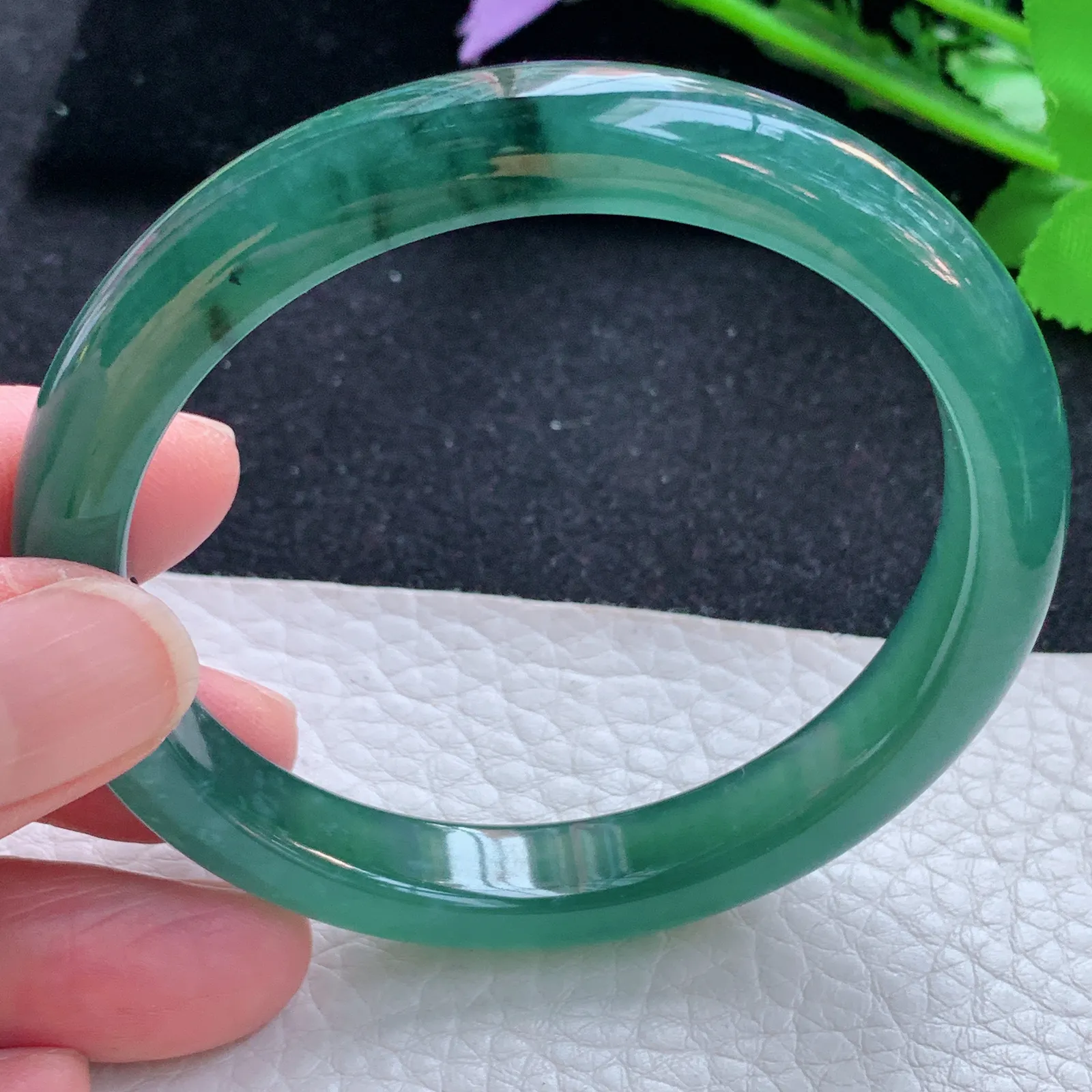 mq自然光56.5*10.8*7.2平安镯 翡翠a货玉手镯冰蓝秀气宽边玉手环