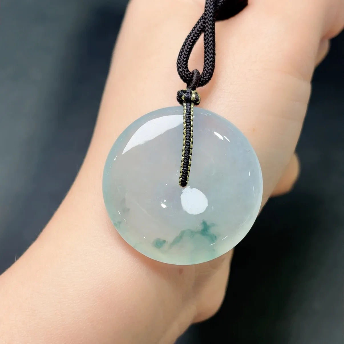 冰飘花平安扣吊坠 尺寸33.8-6.1