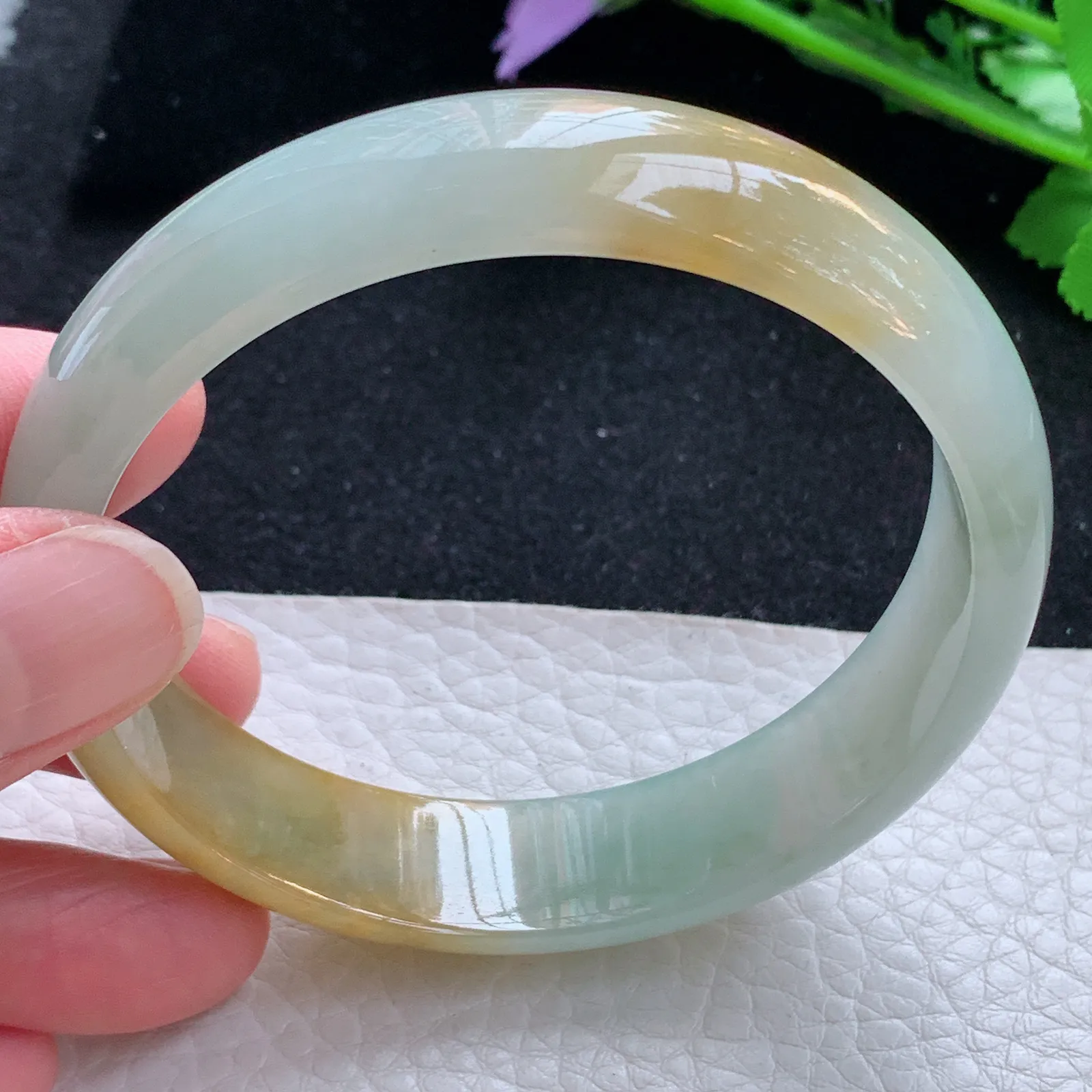 mq大圈口30*15*6.3轮胎镯 缅甸翡翠a货玉手镯冰双彩宽边玉手环