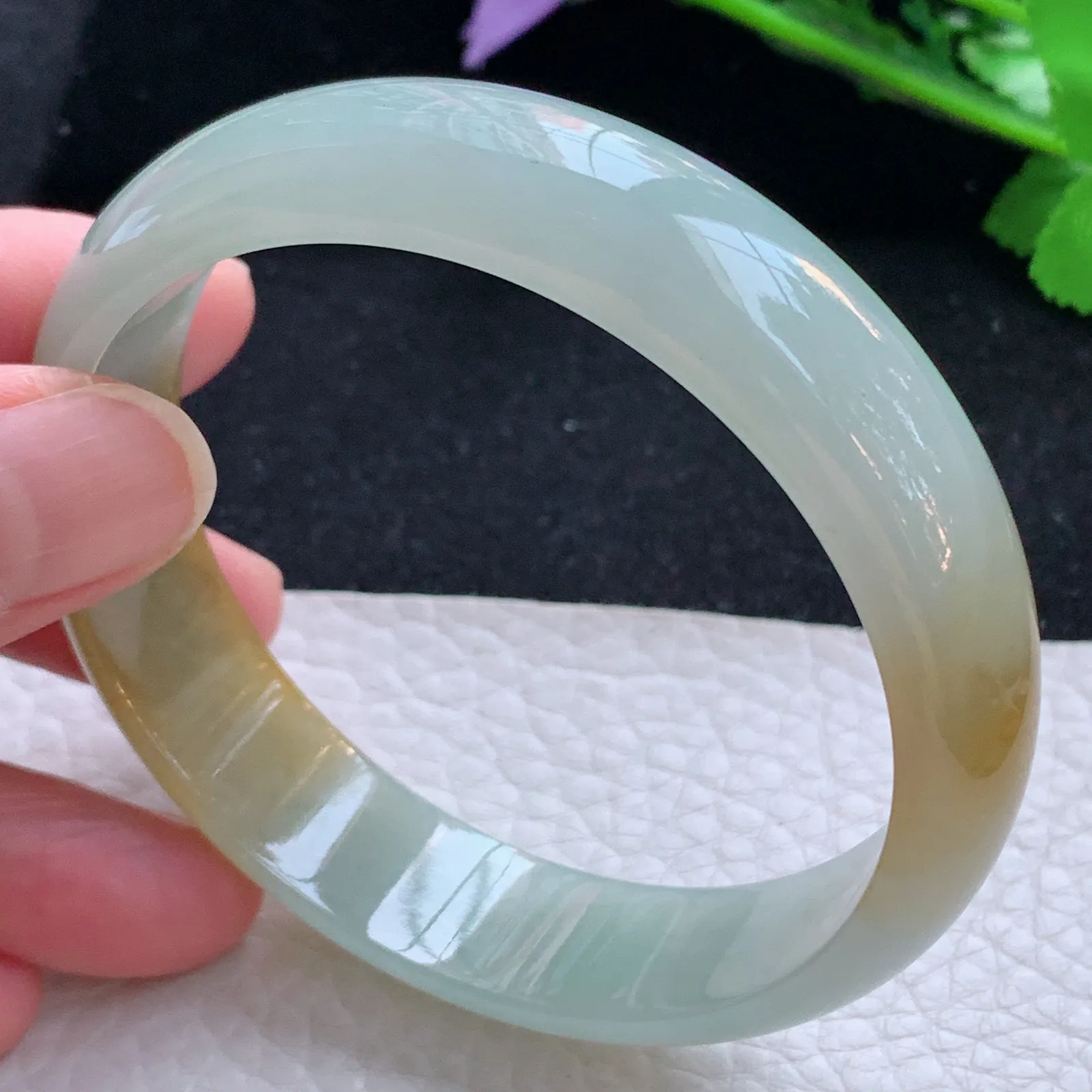 mq大圈口30*15*6.3轮胎镯 缅甸翡翠a货玉手镯冰双彩宽边玉手环