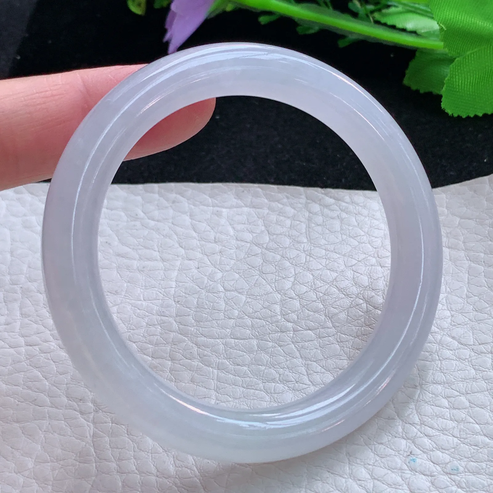 yh小圈口52*9*8.6叮当镯 翡翠a货玉手镯冰纯灵动圆条玉手环 美人镯