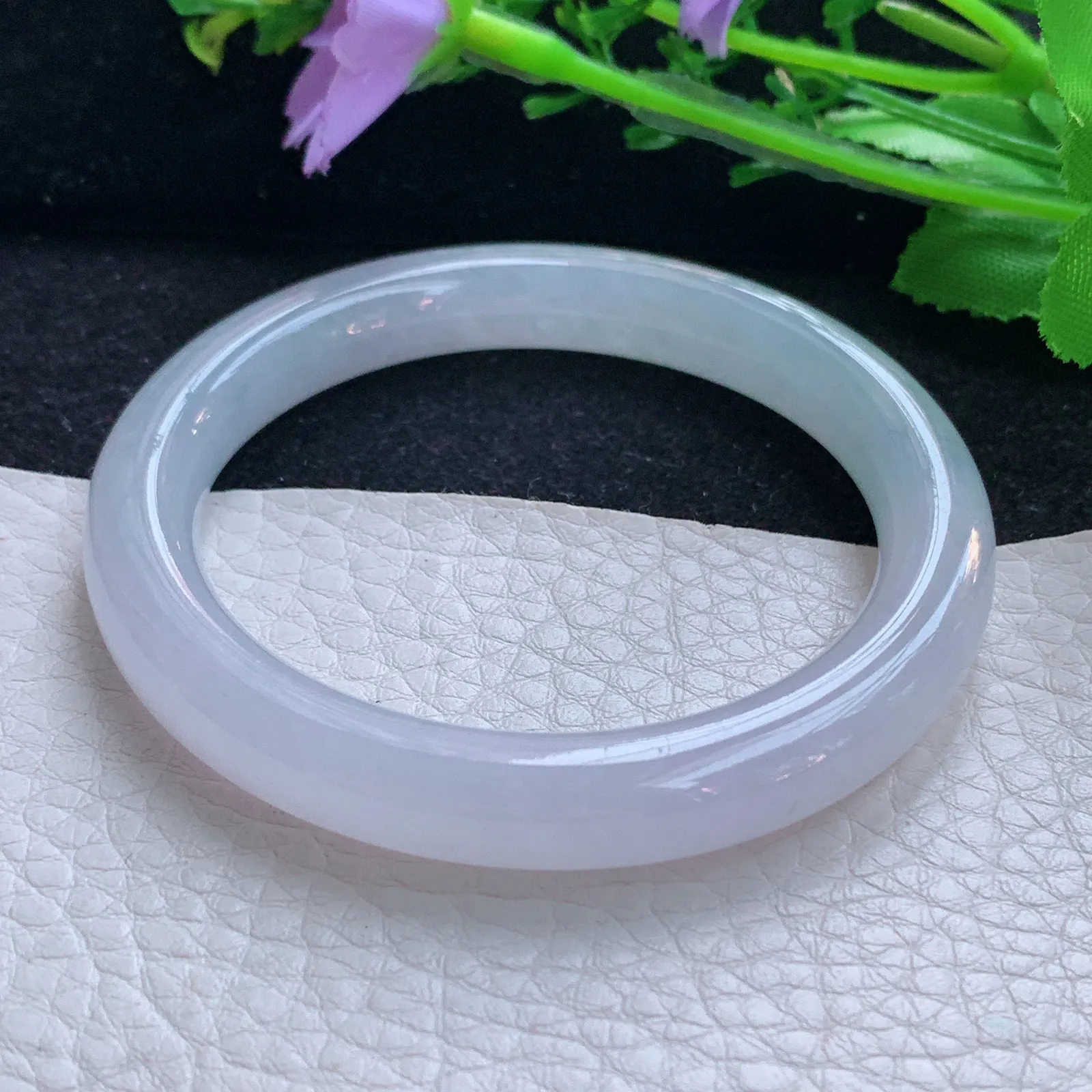 yh小圈口52*9*8.6叮当镯 翡翠a货玉手镯冰纯灵动圆条玉手环 美人镯