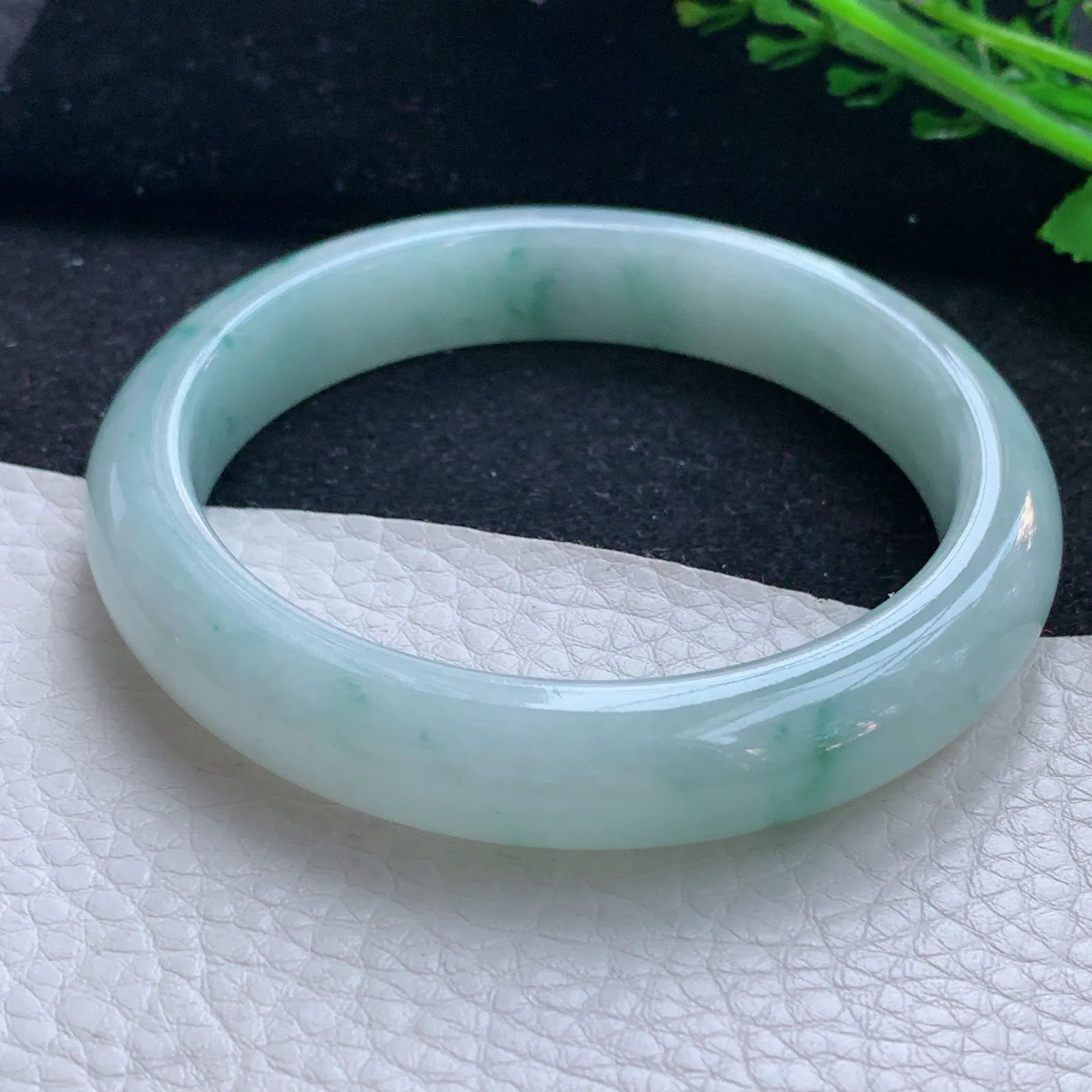 xx大圈口60.5*12*8.5平安镯 缅甸翡翠a货玉手镯冰飘花宽边玉手环