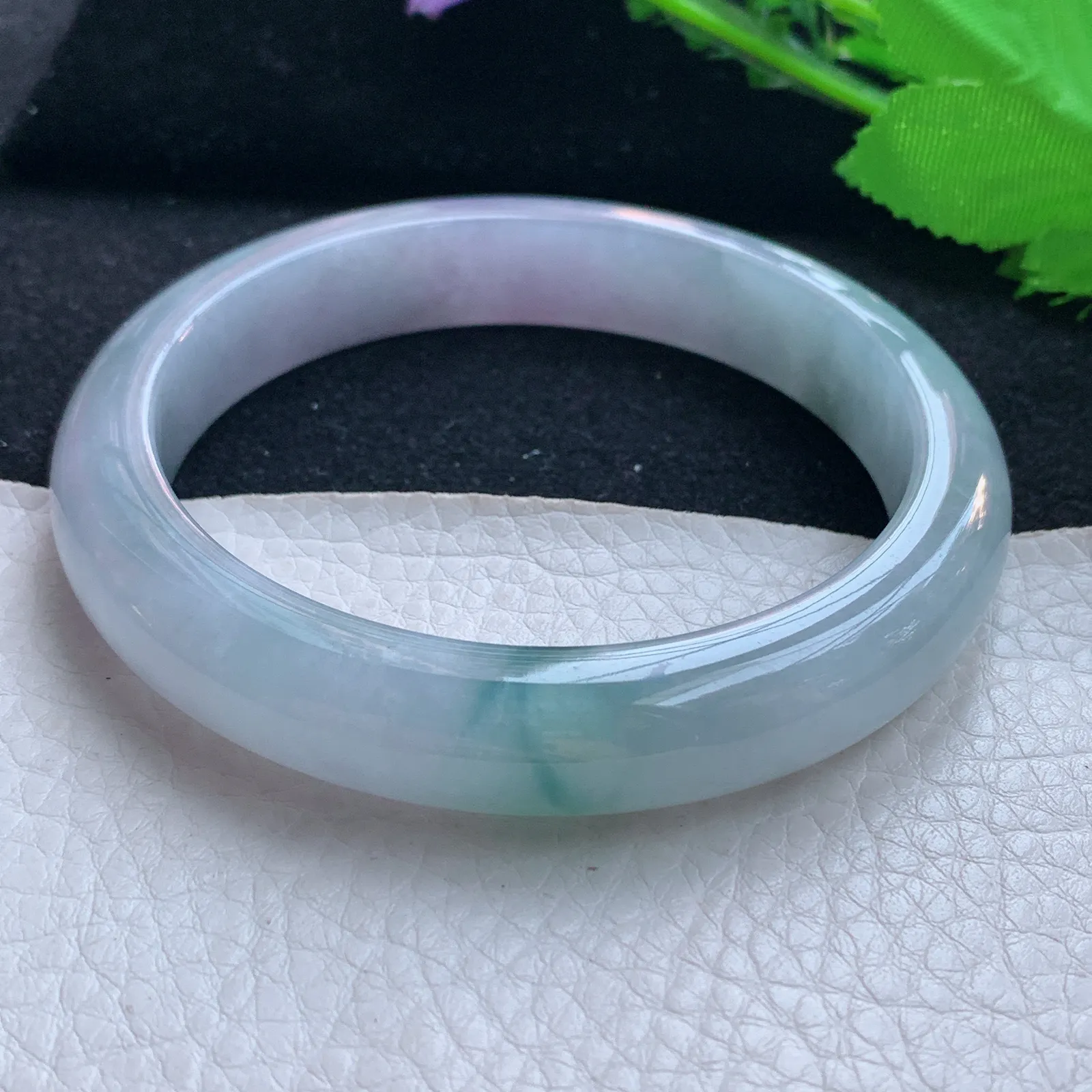 ll大圈口60.5*12*9平安镯 缅甸翡翠a货玉手镯飘花大气宽边玉手环