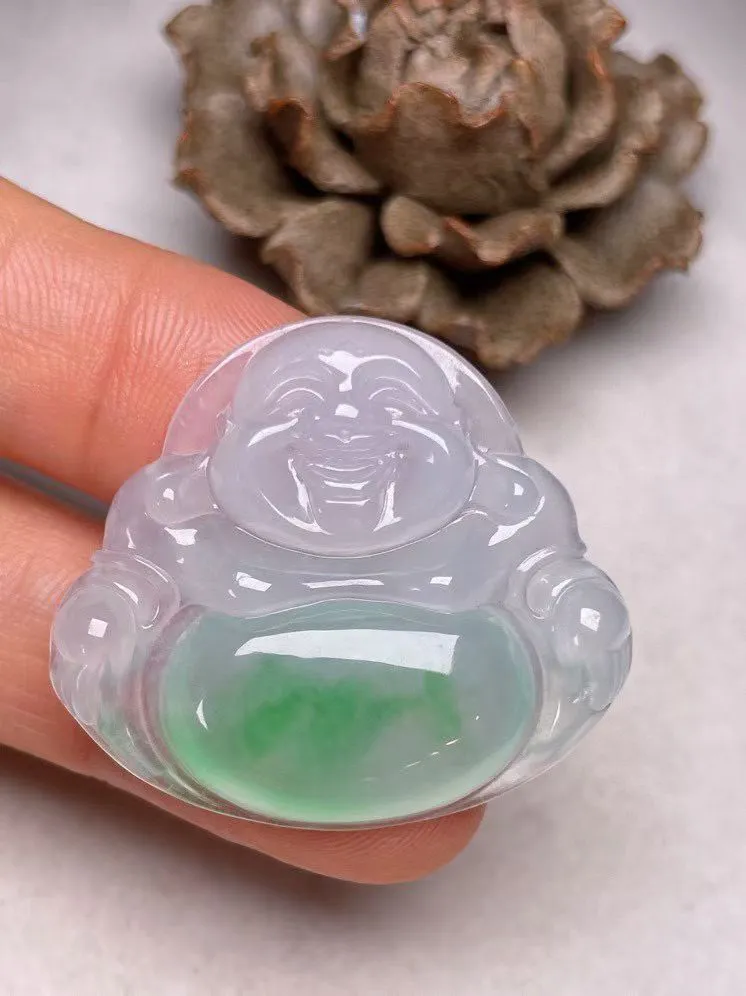 冰种飘绿【佛公】吊坠，种水好，玉质细腻 ，卖相好.